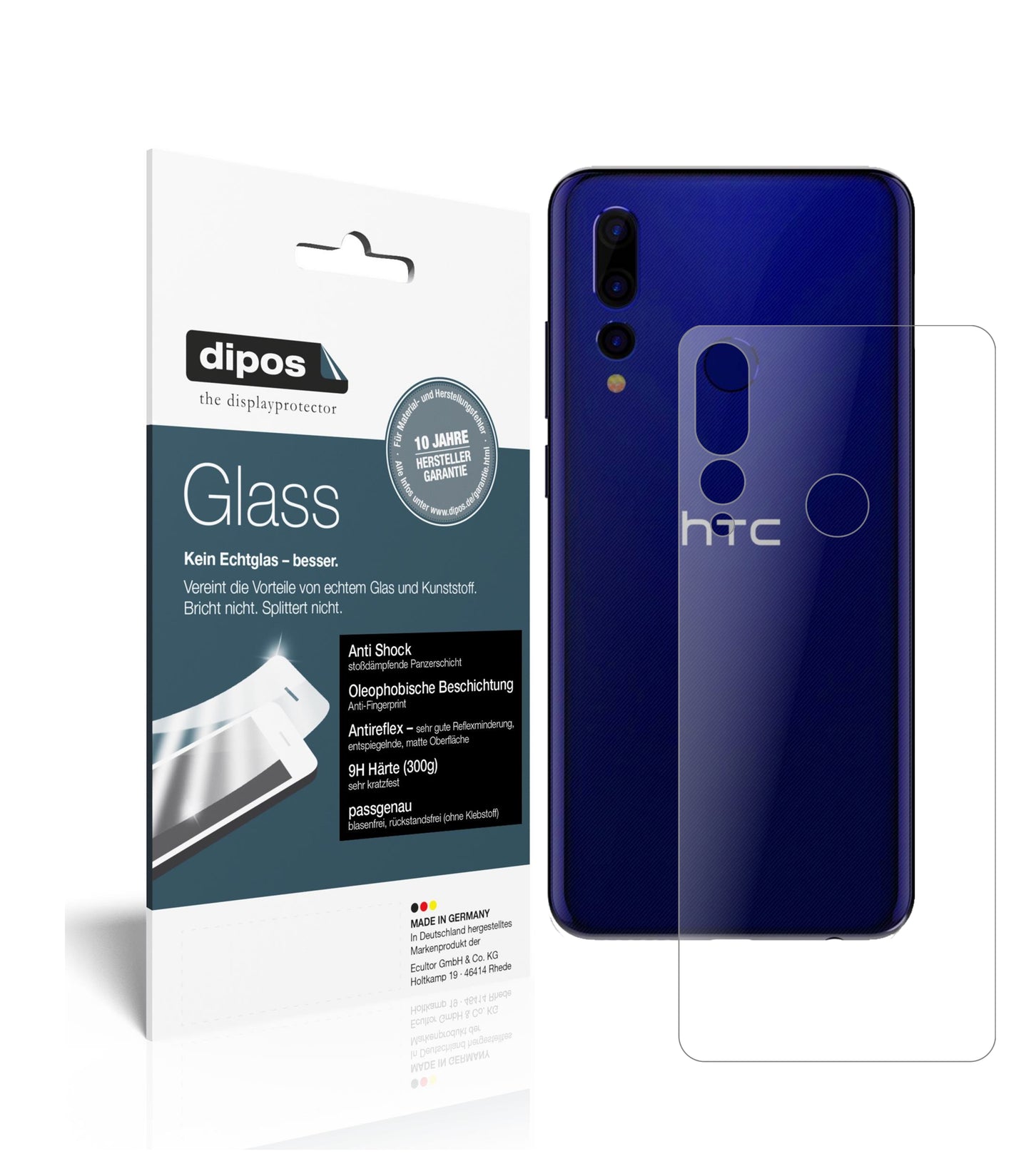 Mattes Panzerglas: Schutz vor Brüchen, Fingerabdrücken und Bildschirmblendung für HTC-Wildfire X Rückseite