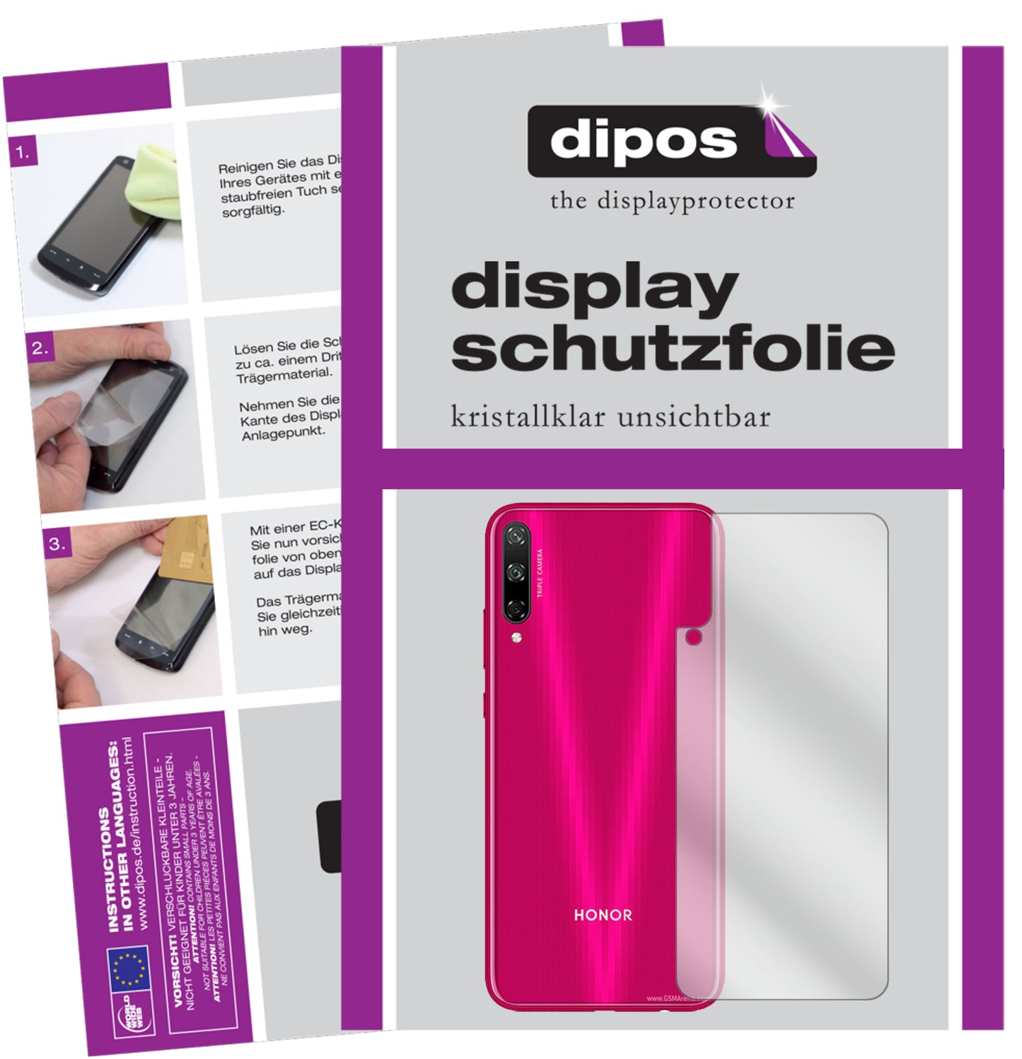 Kristallklare, dünne Schutzfolie: Kratzfest & passgenau für Huawei-Enjoy 10 Rückseite