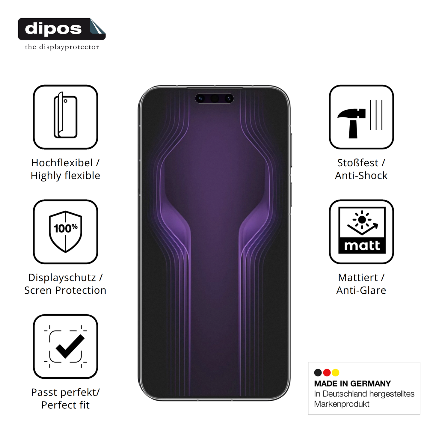 Displayschutz hergestellt in Deutschland, höchste Qualität made in Germany