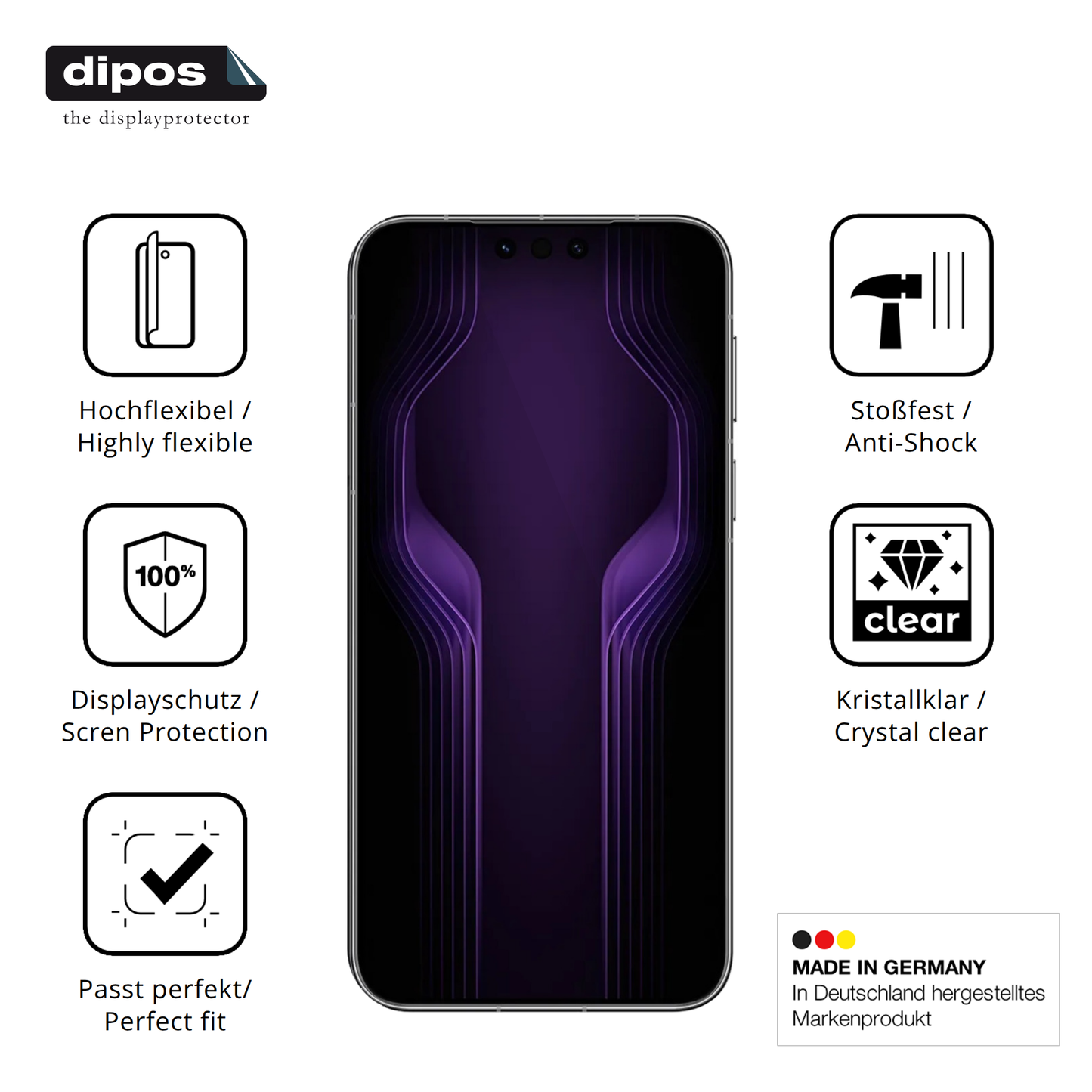 Displayschutz hergestellt in Deutschland, höchste Qualität made in Germany