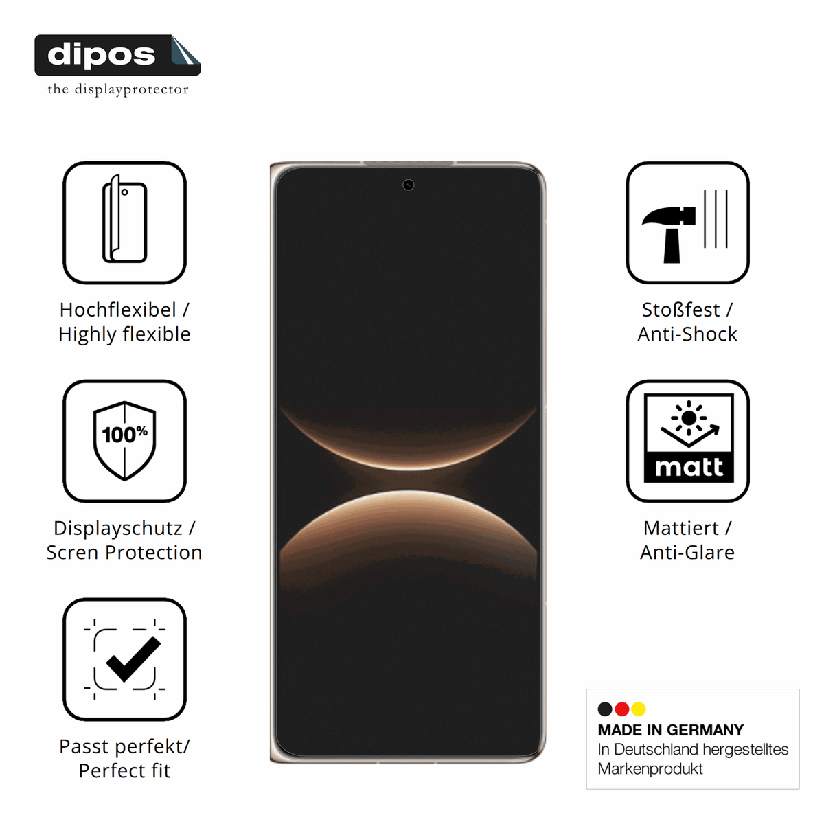 Displayschutz hergestellt in Deutschland, höchste Qualität made in Germany