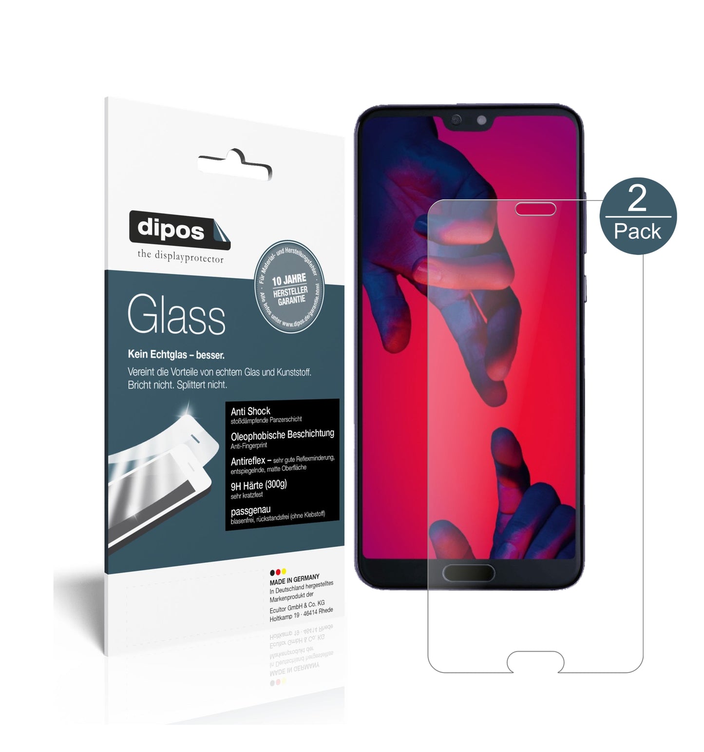 Mattes Panzerglas: Schutz vor Brüchen, Fingerabdrücken und Bildschirmblendung für Huawei-P20