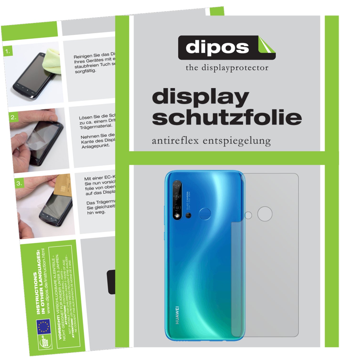 Mattes Panzerglas: Entspiegelte, dünne Folie, Fingerabdruckresistenz und Bildschirmschutz für Huawei-P20 lite (2019) Rückseite
