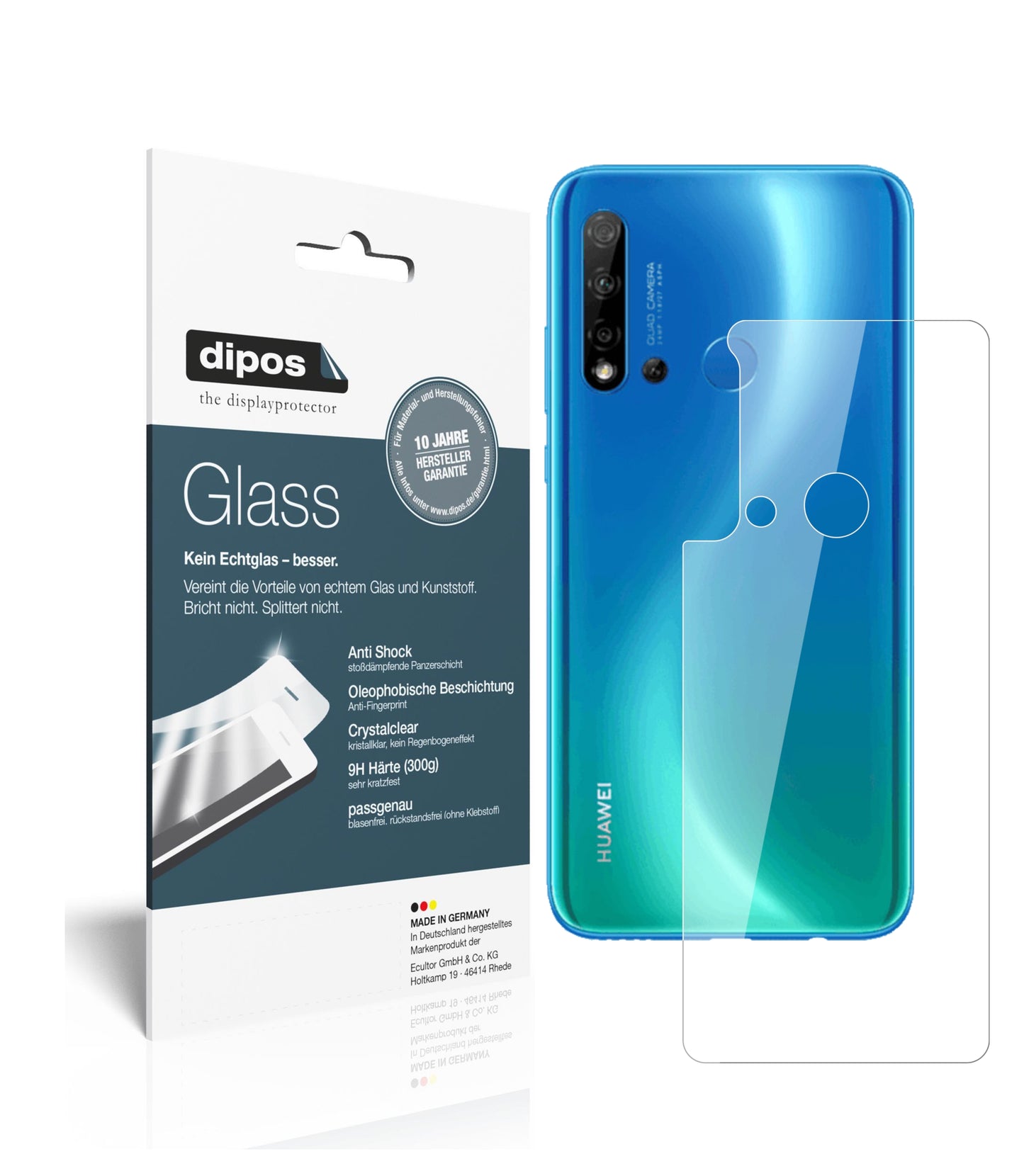 Perfekte Passform und ultimative Qualität: Unser 9H Panzerglas bietet Schutz für Huawei-P20 lite (2019) Rückseite