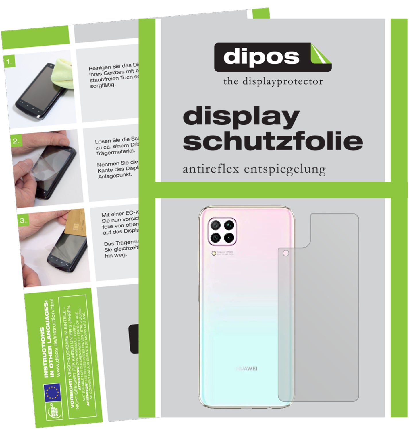 Mattes Panzerglas: Entspiegelte, dünne Folie, Fingerabdruckresistenz und Bildschirmschutz für Huawei-P40 Lite Rückseite