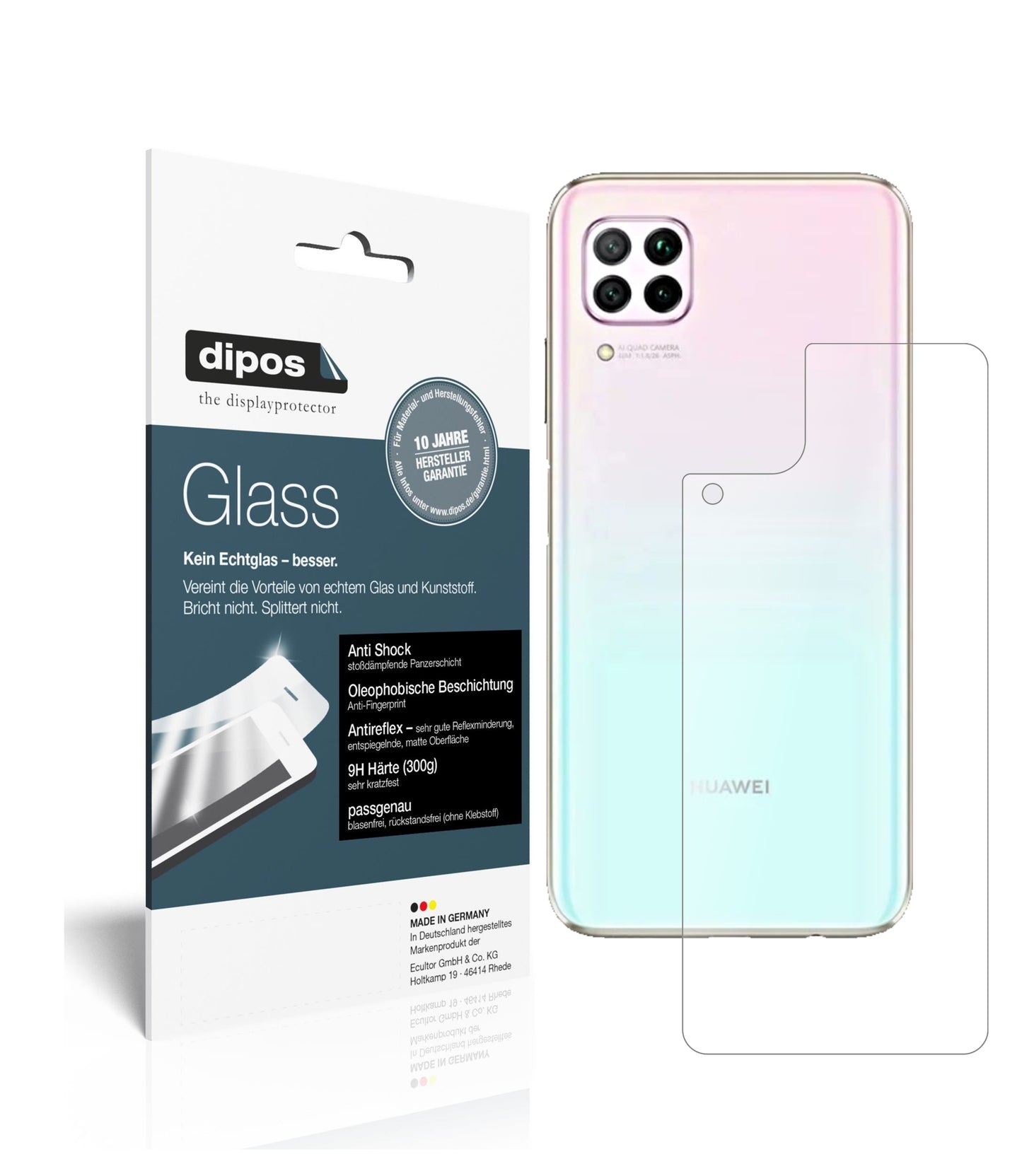 Mattes Panzerglas: Schutz vor Brüchen, Fingerabdrücken und Bildschirmblendung für Huawei-P40 Lite Rückseite