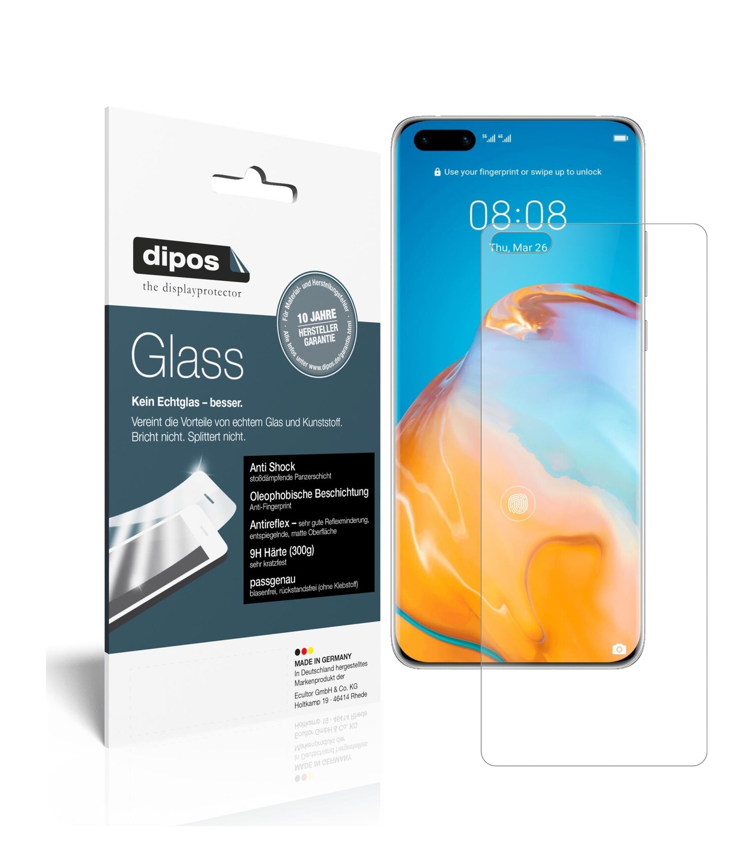 Mattes Panzerglas: Schutz vor Brüchen, Fingerabdrücken und Bildschirmblendung für Huawei-P40 Pro