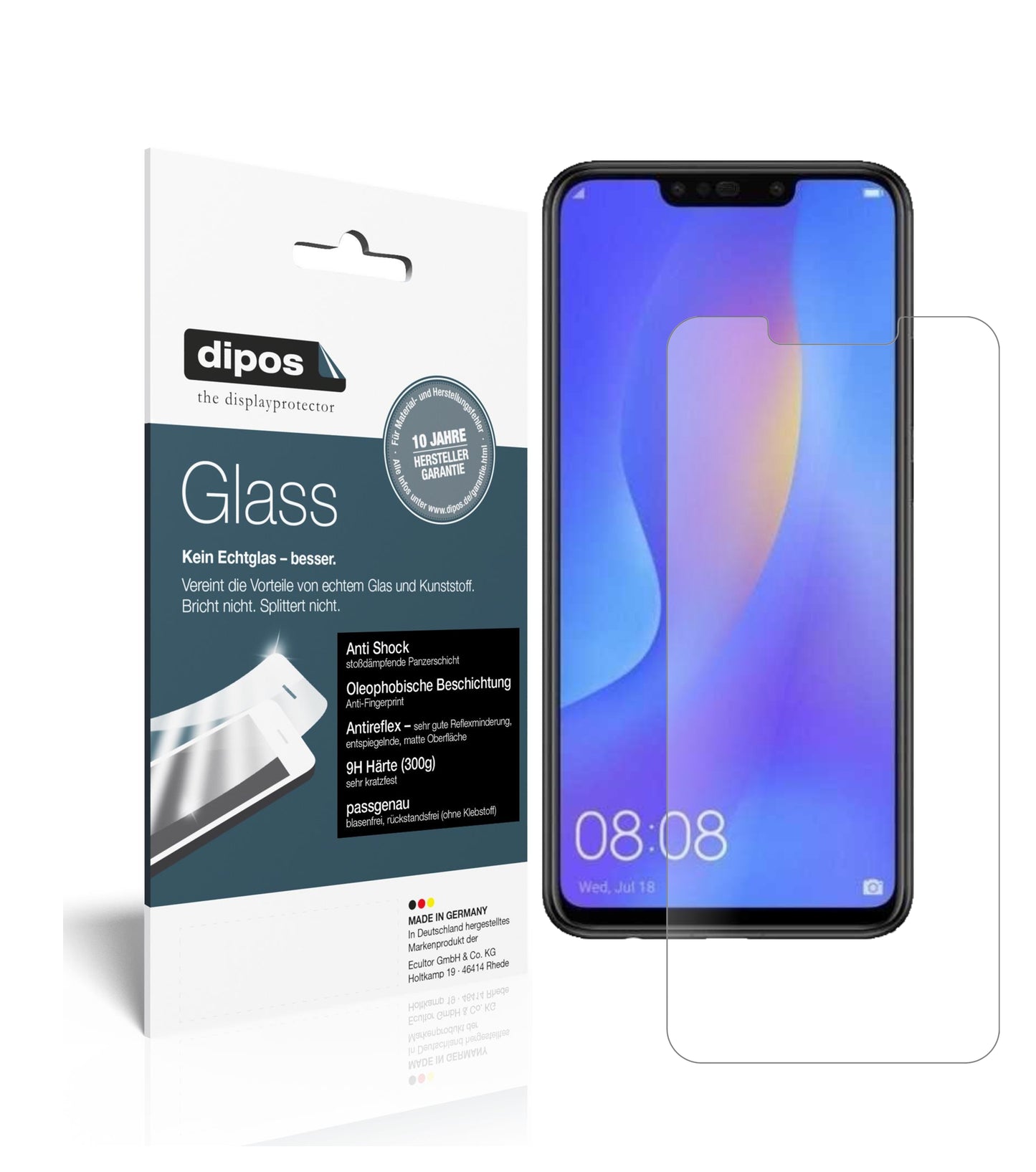 Mattes Panzerglas: Schutz vor Brüchen, Fingerabdrücken und Bildschirmblendung für Huawei-P Smart Plus