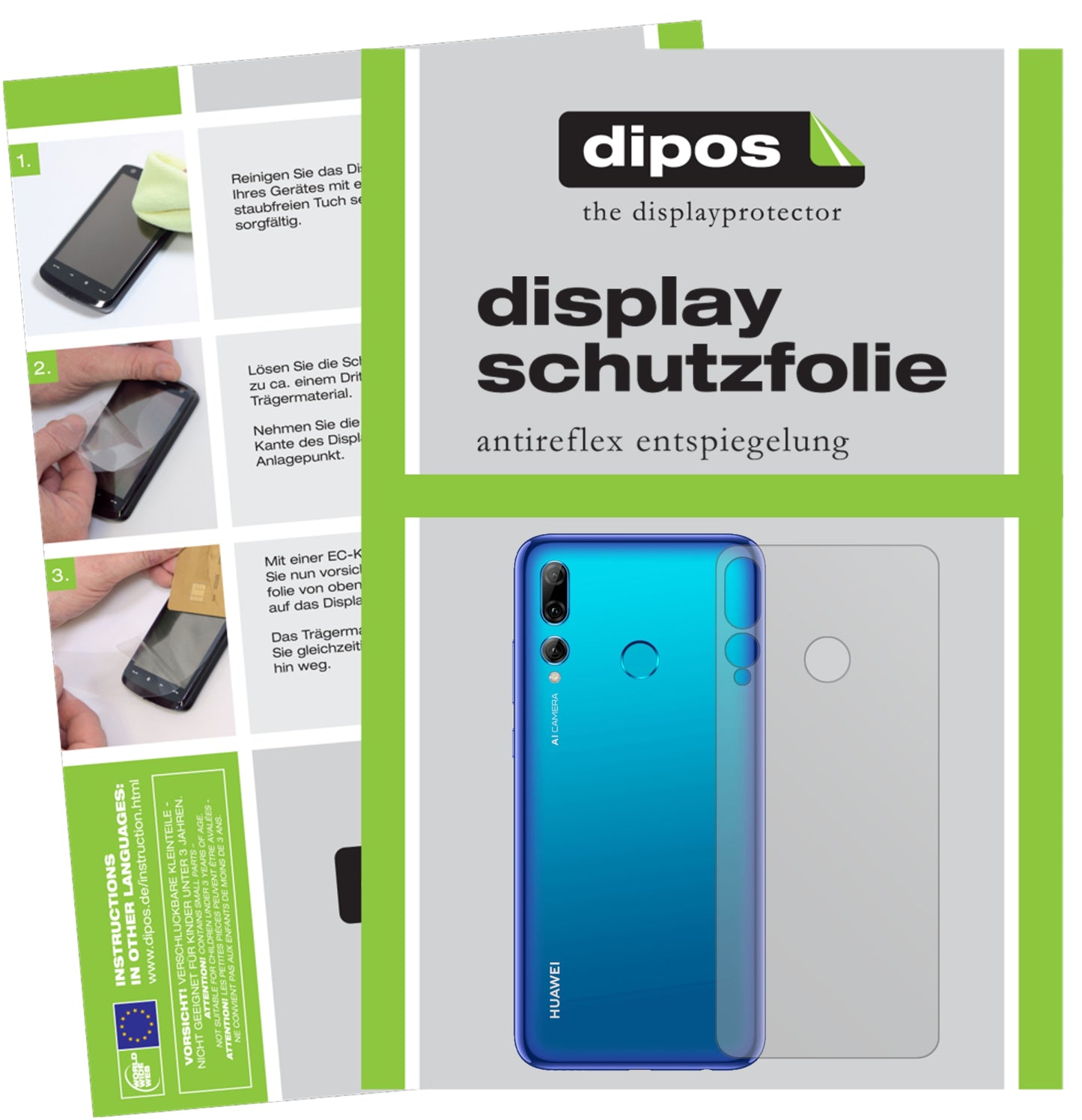 Mattes Panzerglas: Entspiegelte, dünne Folie, Fingerabdruckresistenz und Bildschirmschutz für Huawei-P Smart Plus (2019) Rückseite