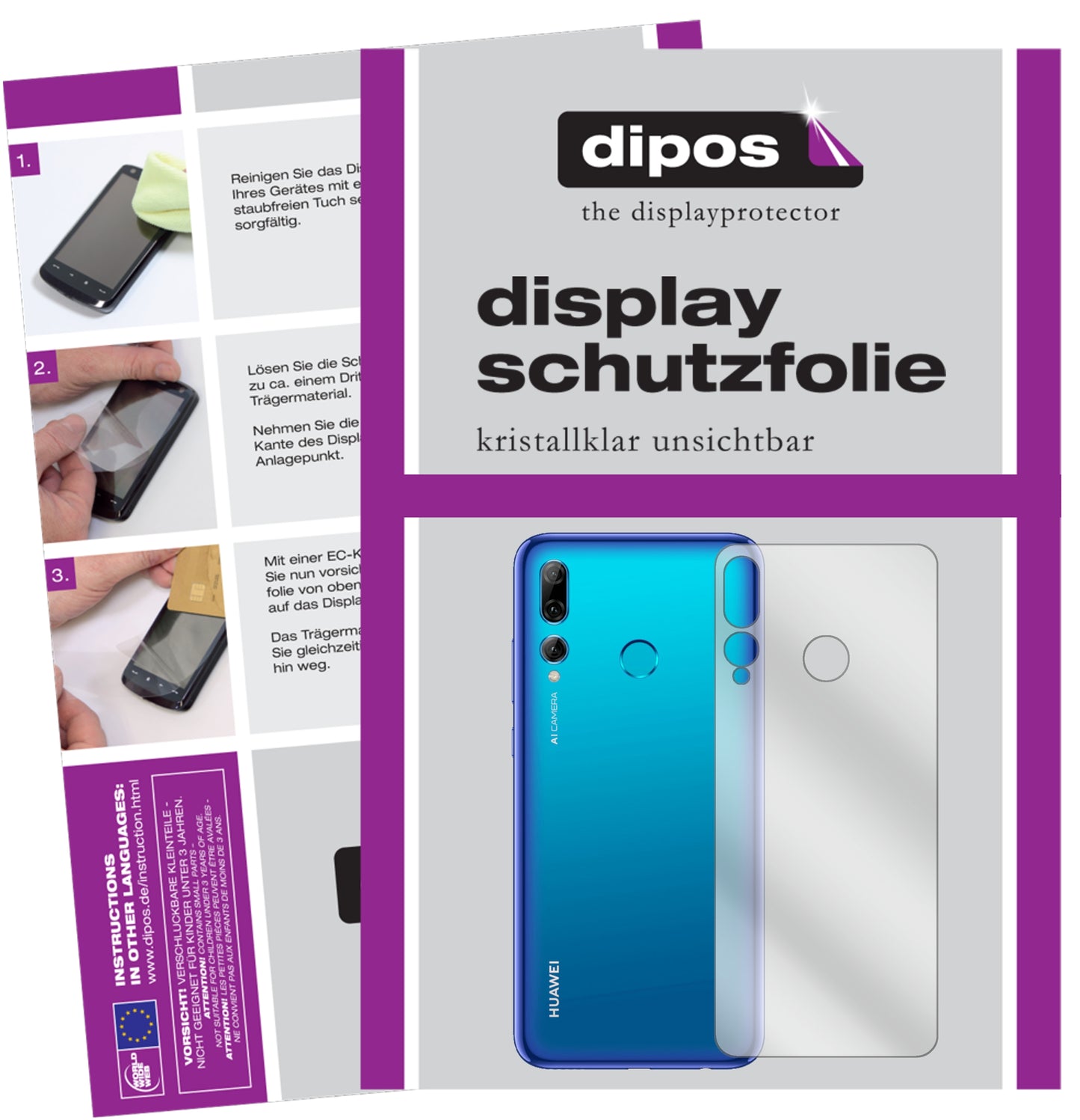 Kristallklare, dünne Schutzfolie: Kratzfest & passgenau für Huawei-P Smart Plus (2019) Rückseite