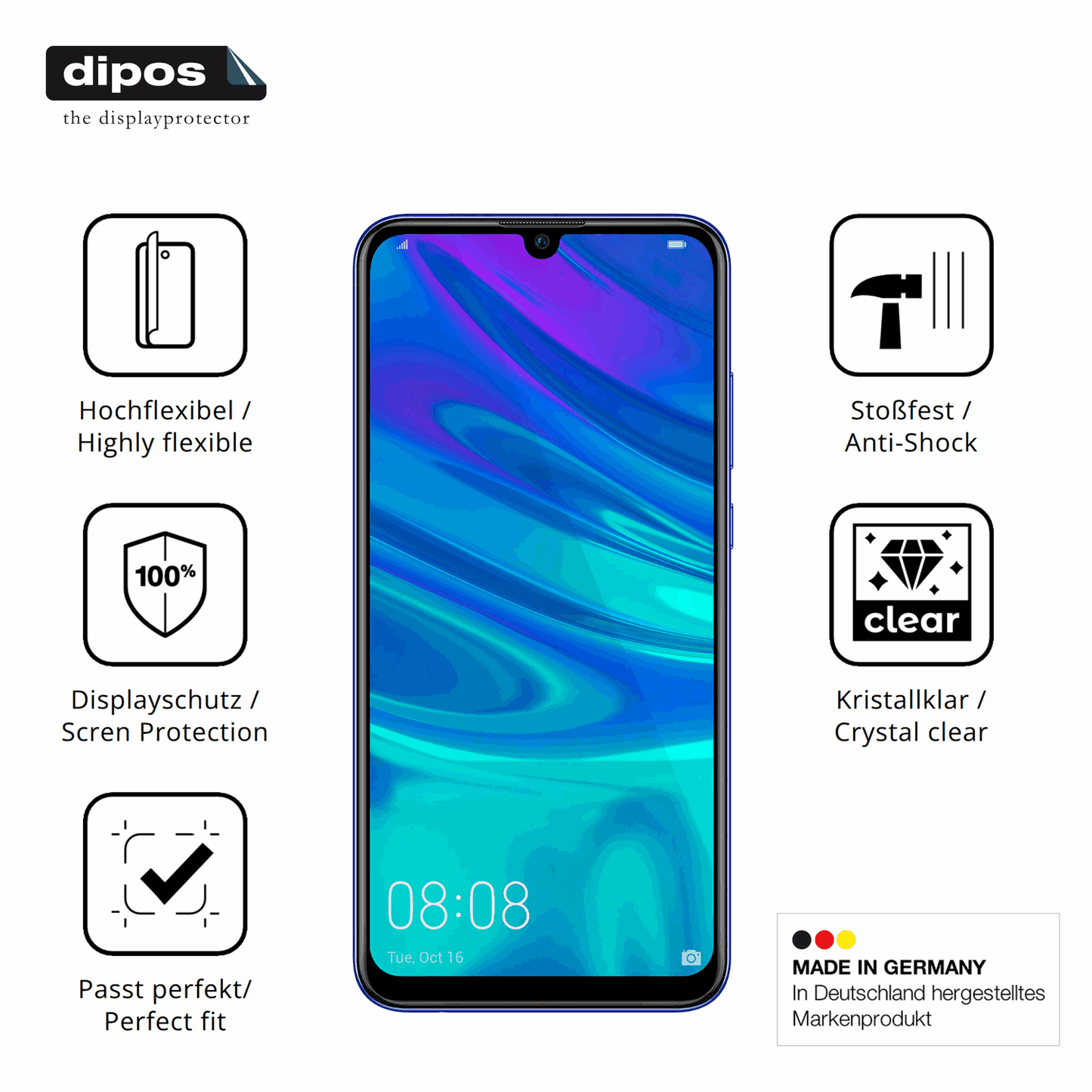 2x Screen Protector for Huawei P Smart Pro 2019 Protective Film covers 100%