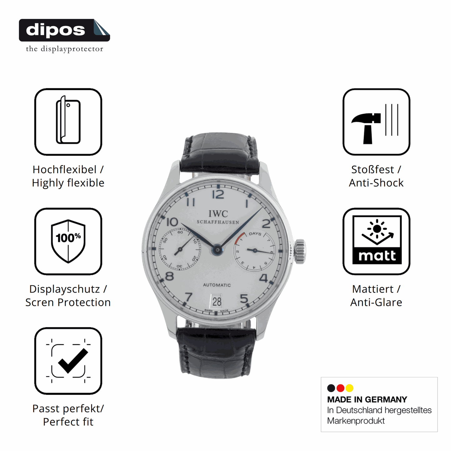 Displayschutz hergestellt in Deutschland, höchste Qualität made in Germany