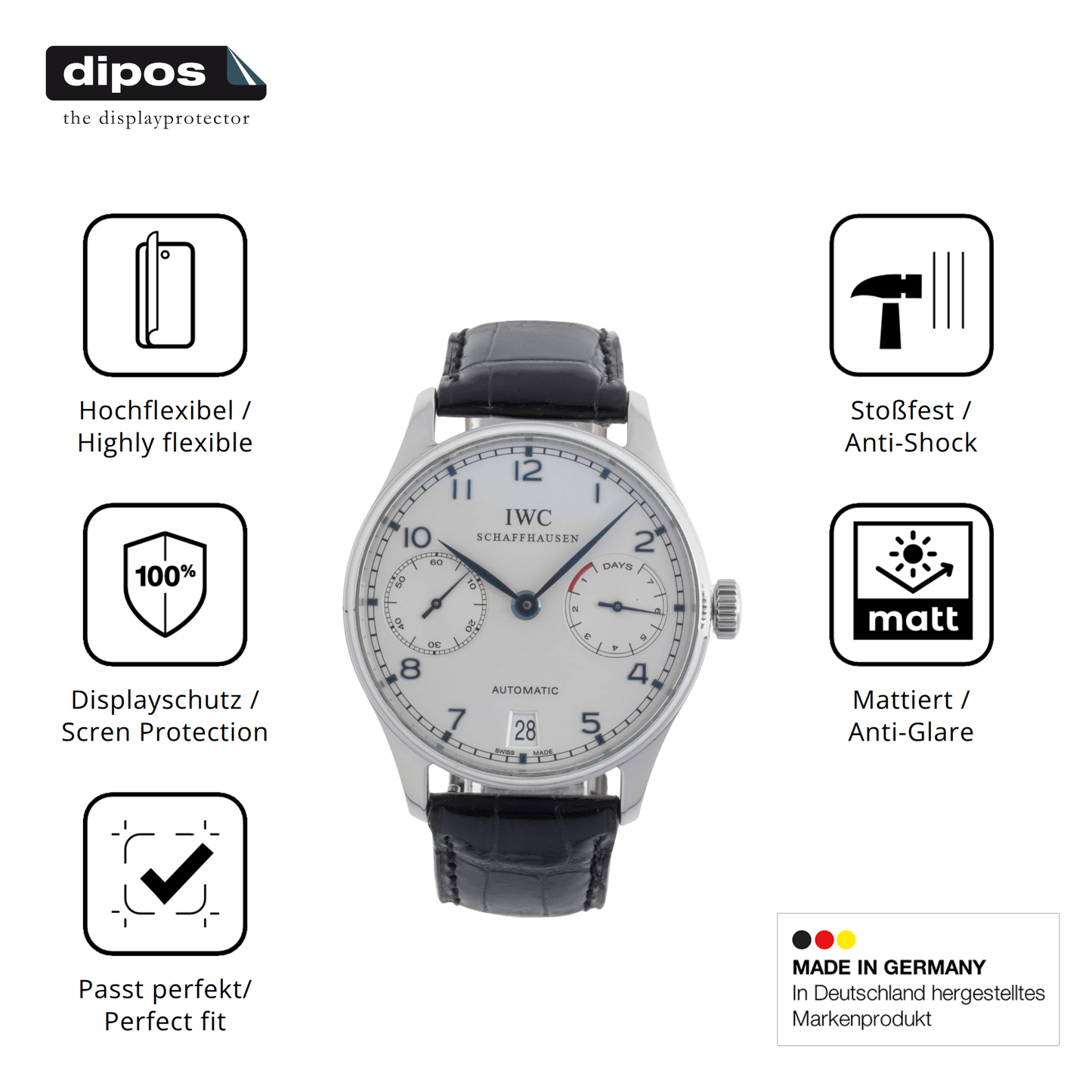 Displayschutz hergestellt in Deutschland, höchste Qualität made in Germany