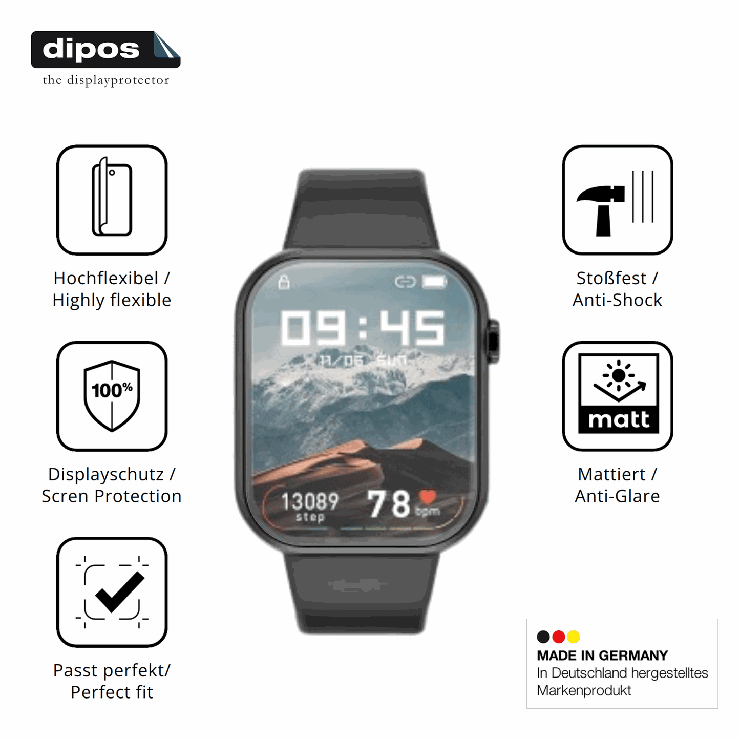 Luakug10.1 Zoll HD Digitaler Bilderrahmen mit aufgebrachter dipos Displayschutzfolie, glasklare Darstellung ohne Einschr�nkungen