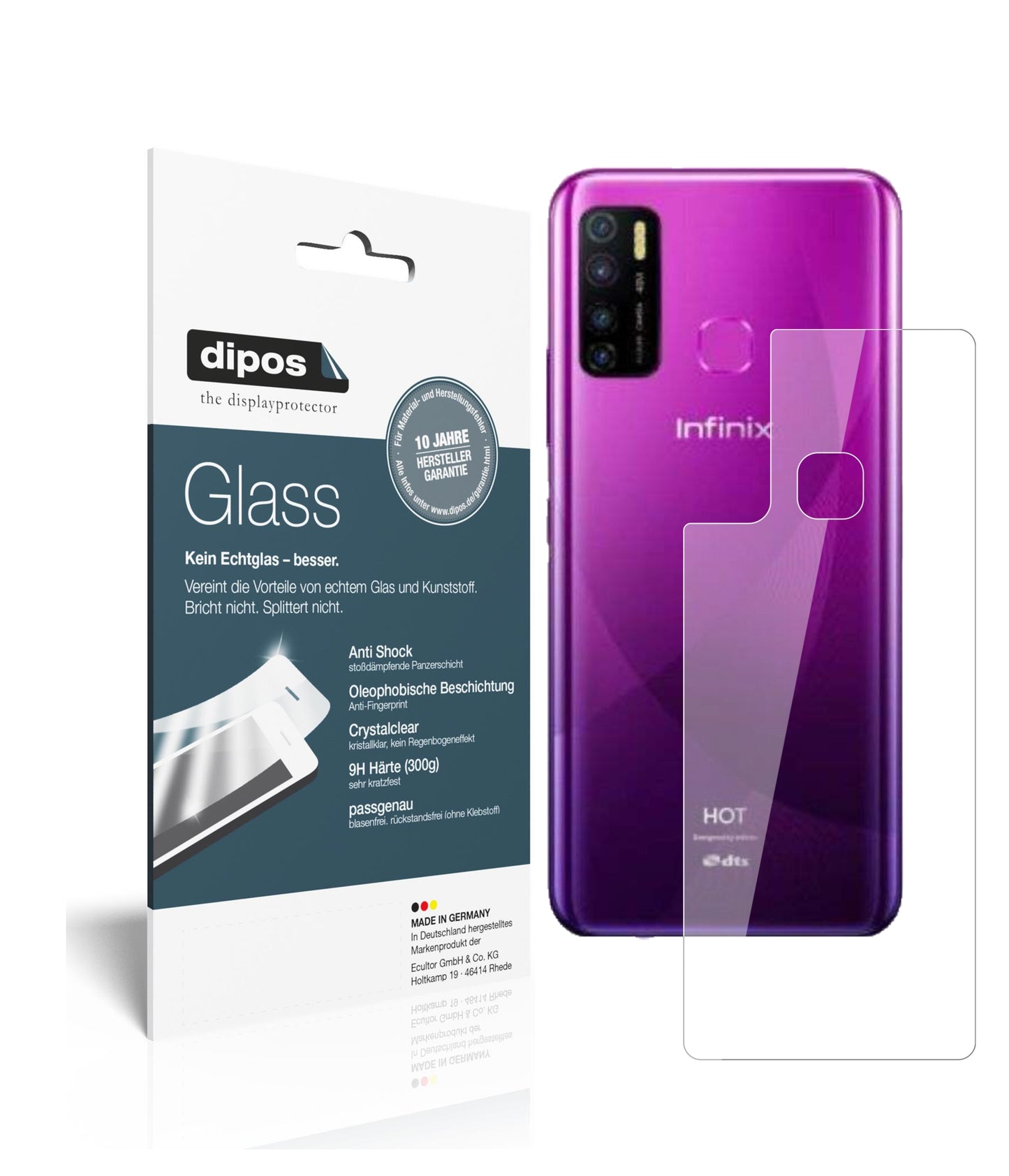 Perfekte Passform und ultimative Qualität: Unser 9H Panzerglas bietet Schutz für Infinix-Hot 9 Pro Rückseite
