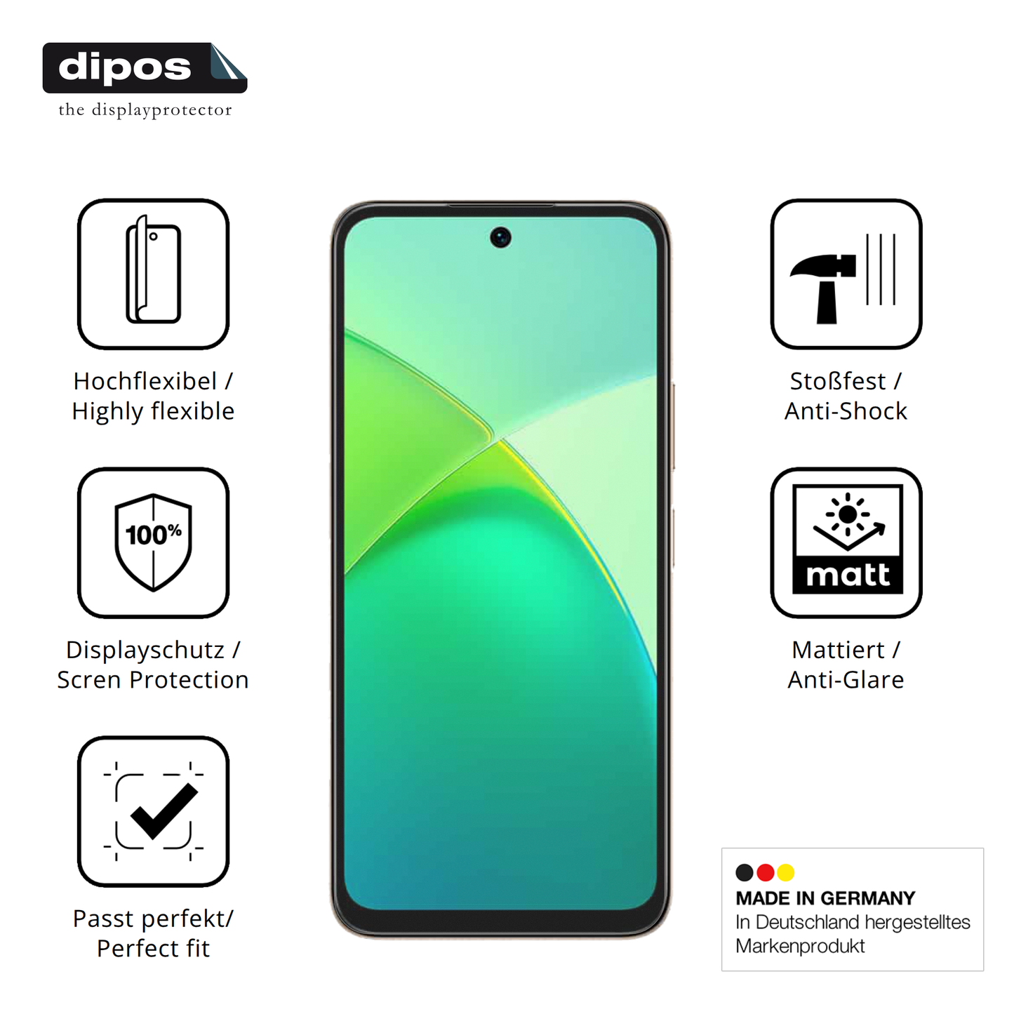 2x Full Cover Schutzfolie matt für Infinix Smart 10