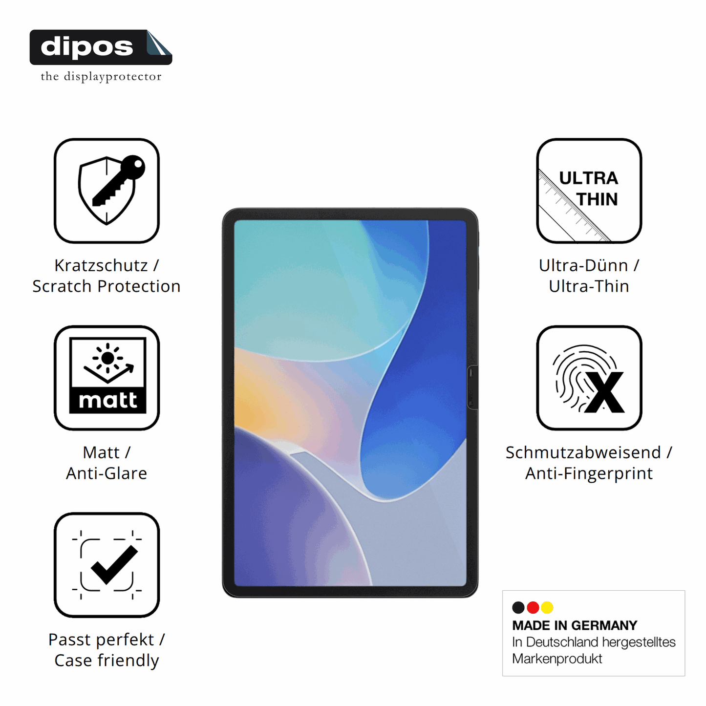 Displayschutz hergestellt in Deutschland, höchste Qualität made in Germany