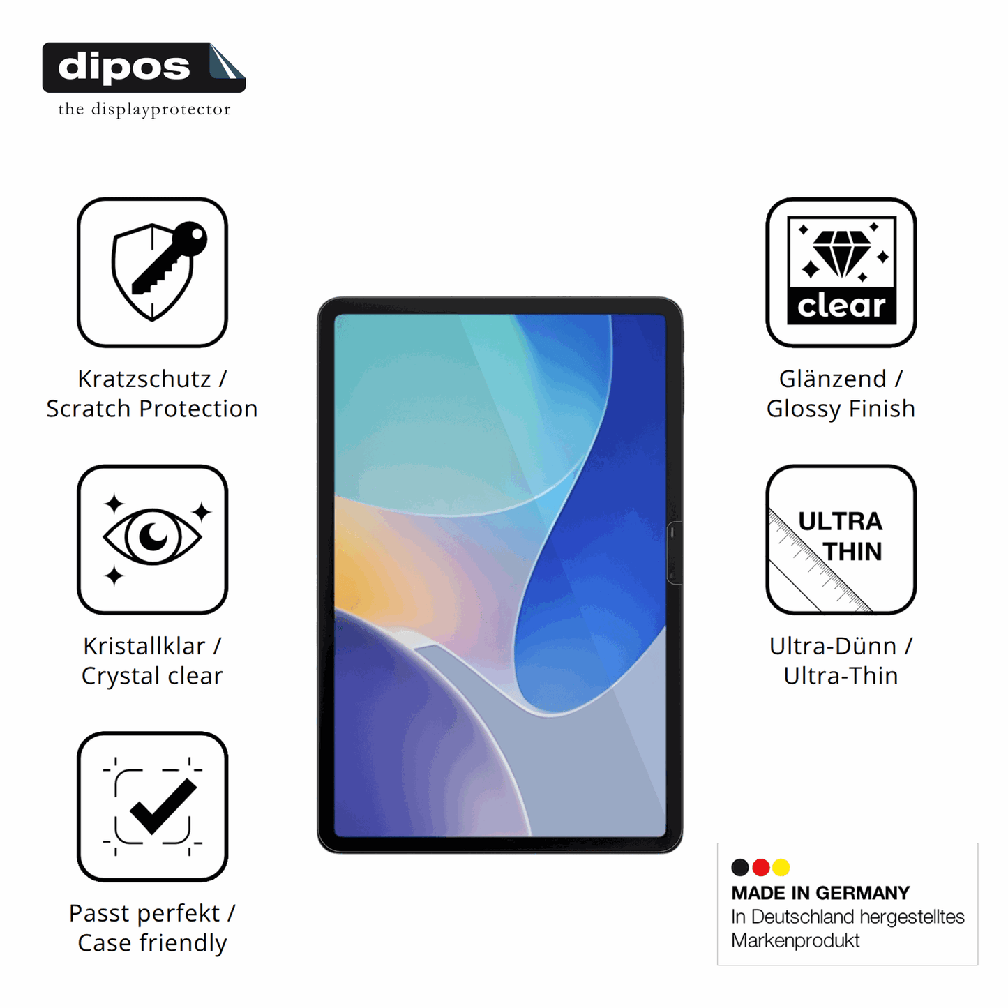 Displayschutz hergestellt in Deutschland, höchste Qualität made in Germany