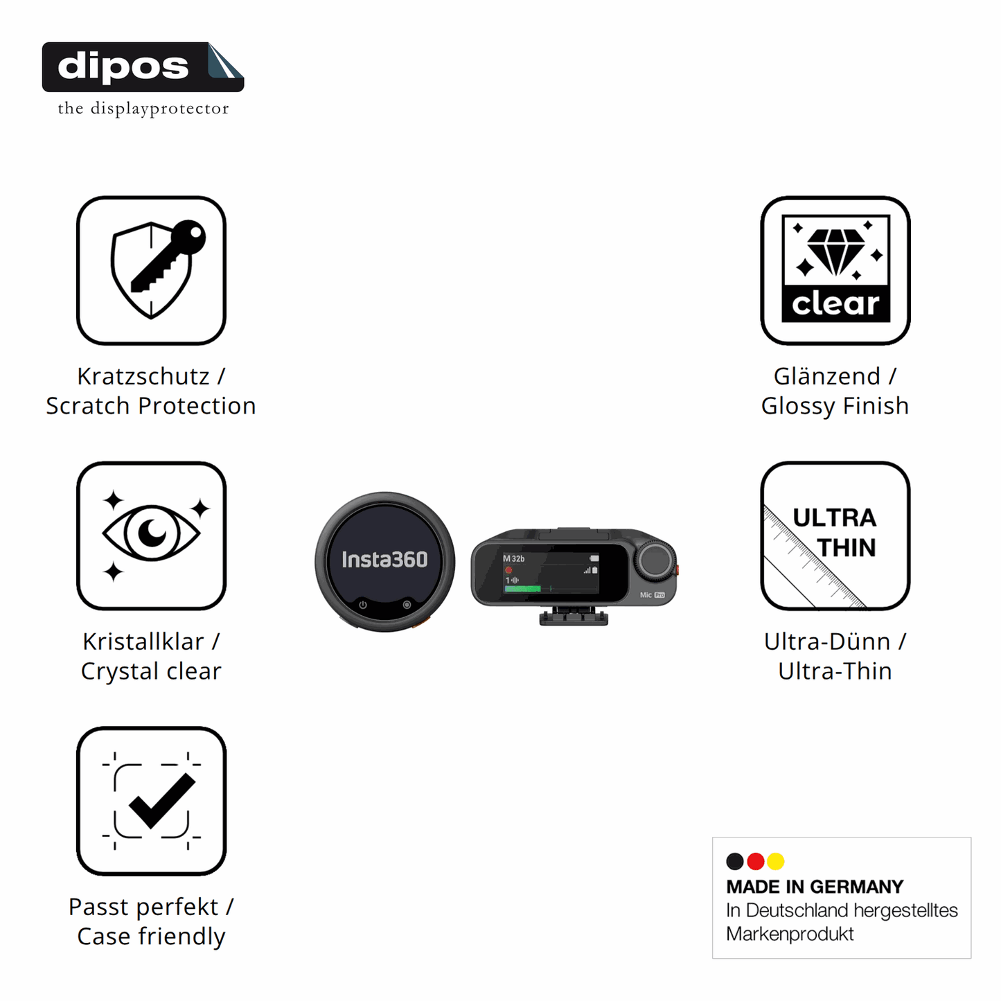 4x Screen Protector for Insta360 Mic Pro TX + RX Protection Crystal Clear dipos