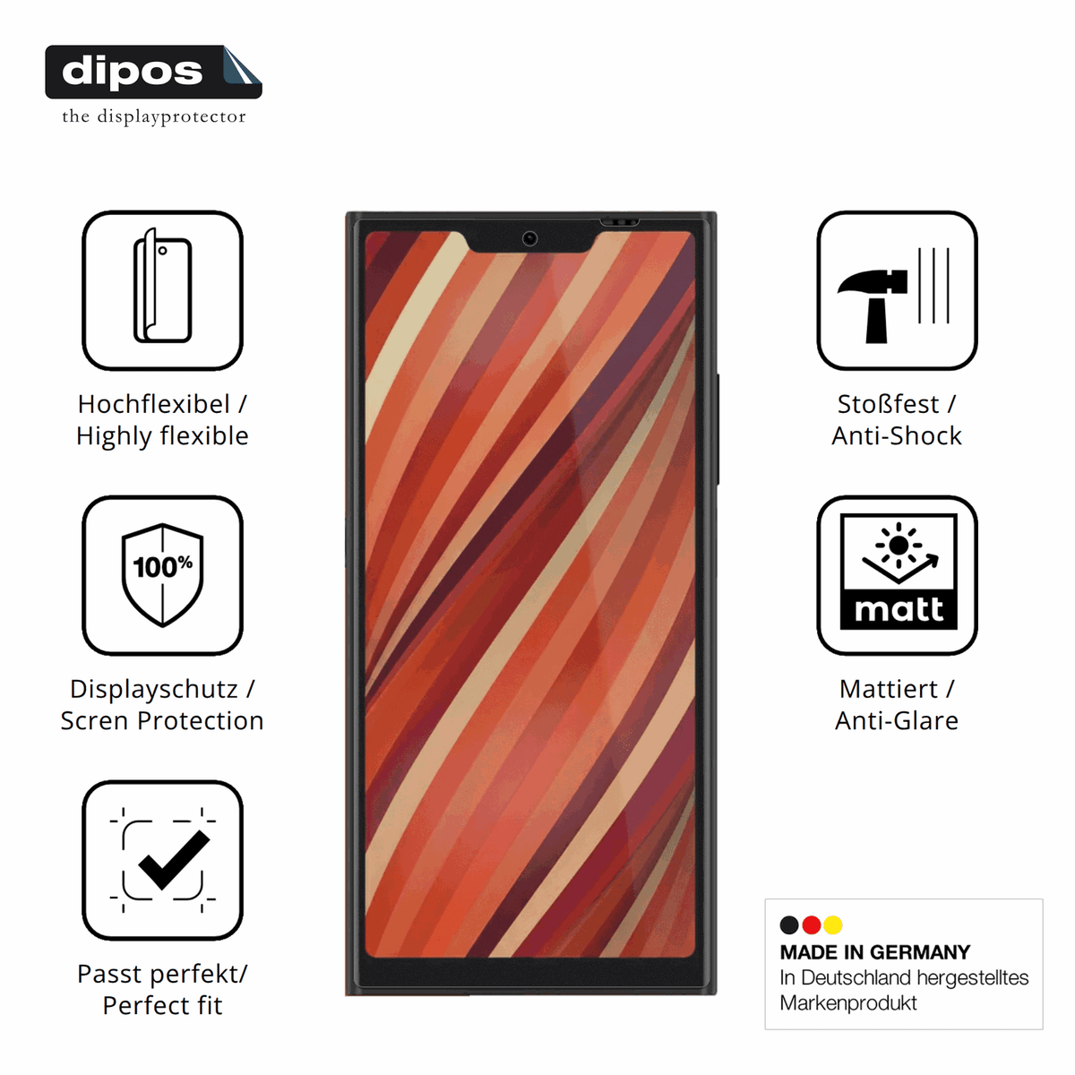 Displayschutz hergestellt in Deutschland, höchste Qualität made in Germany