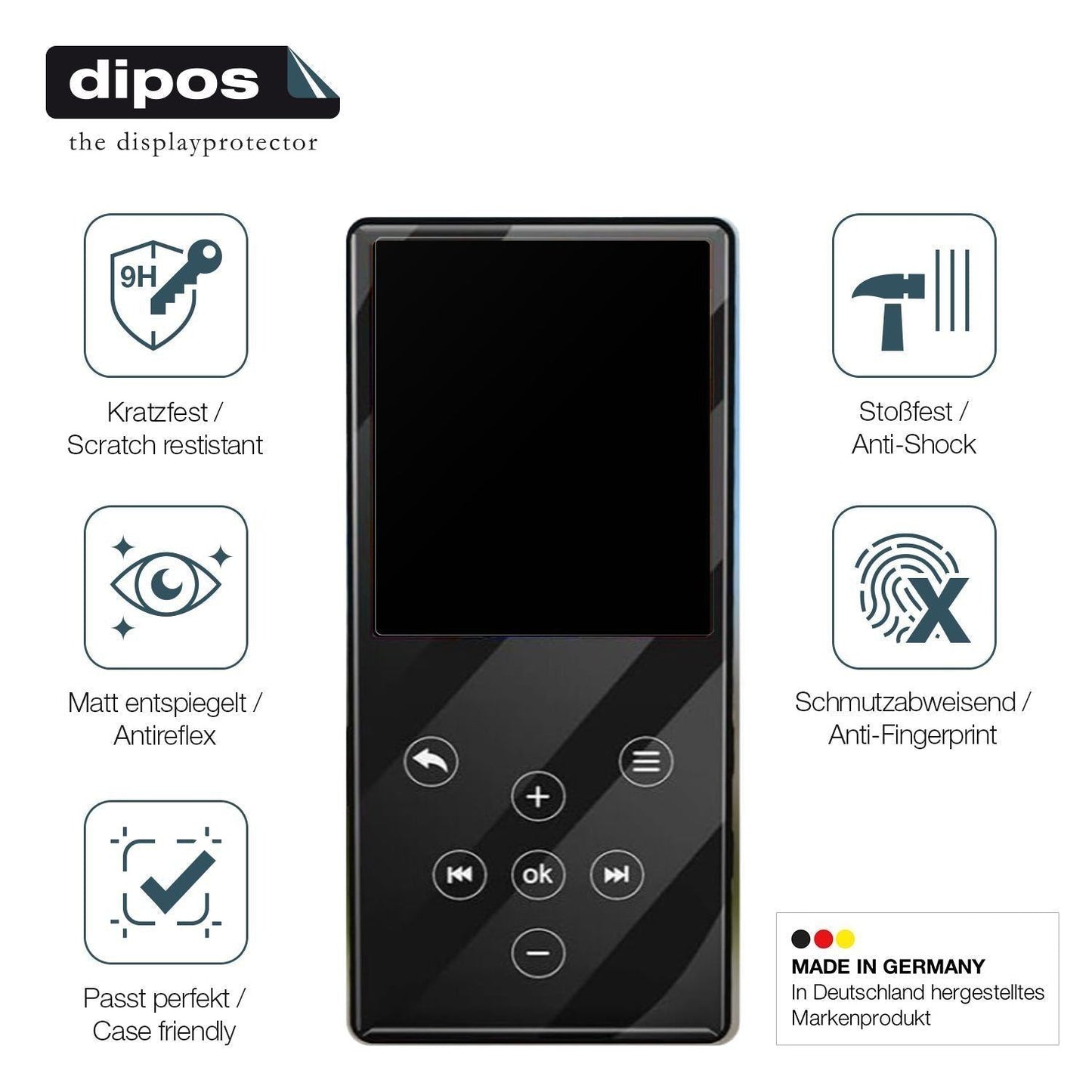2x 9H Schutzfolie matt für Gueray Q9 MP3-Player Pa (7)
