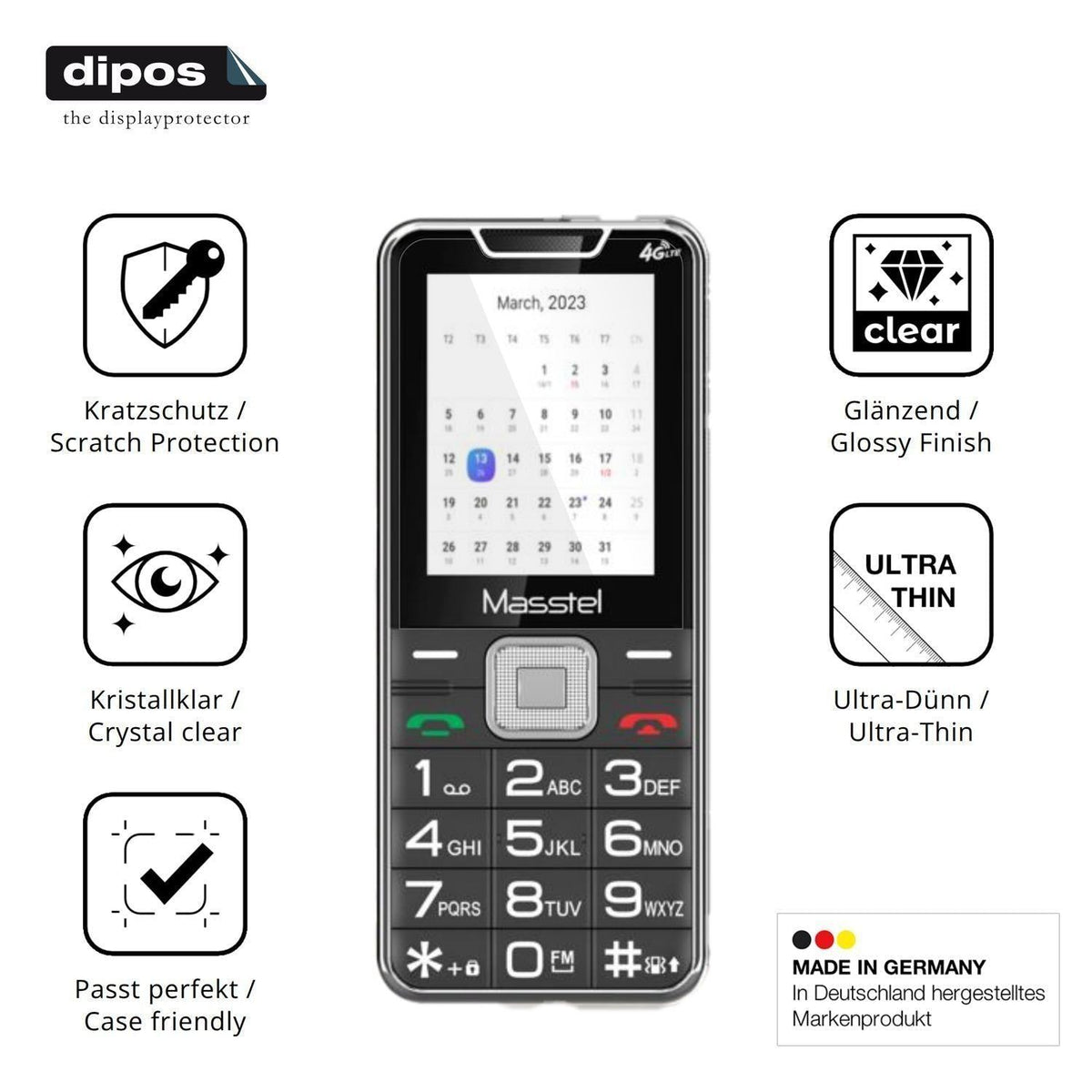 4x Schutzfolie klar für Masstel Izi 56 Display-Sch (7)