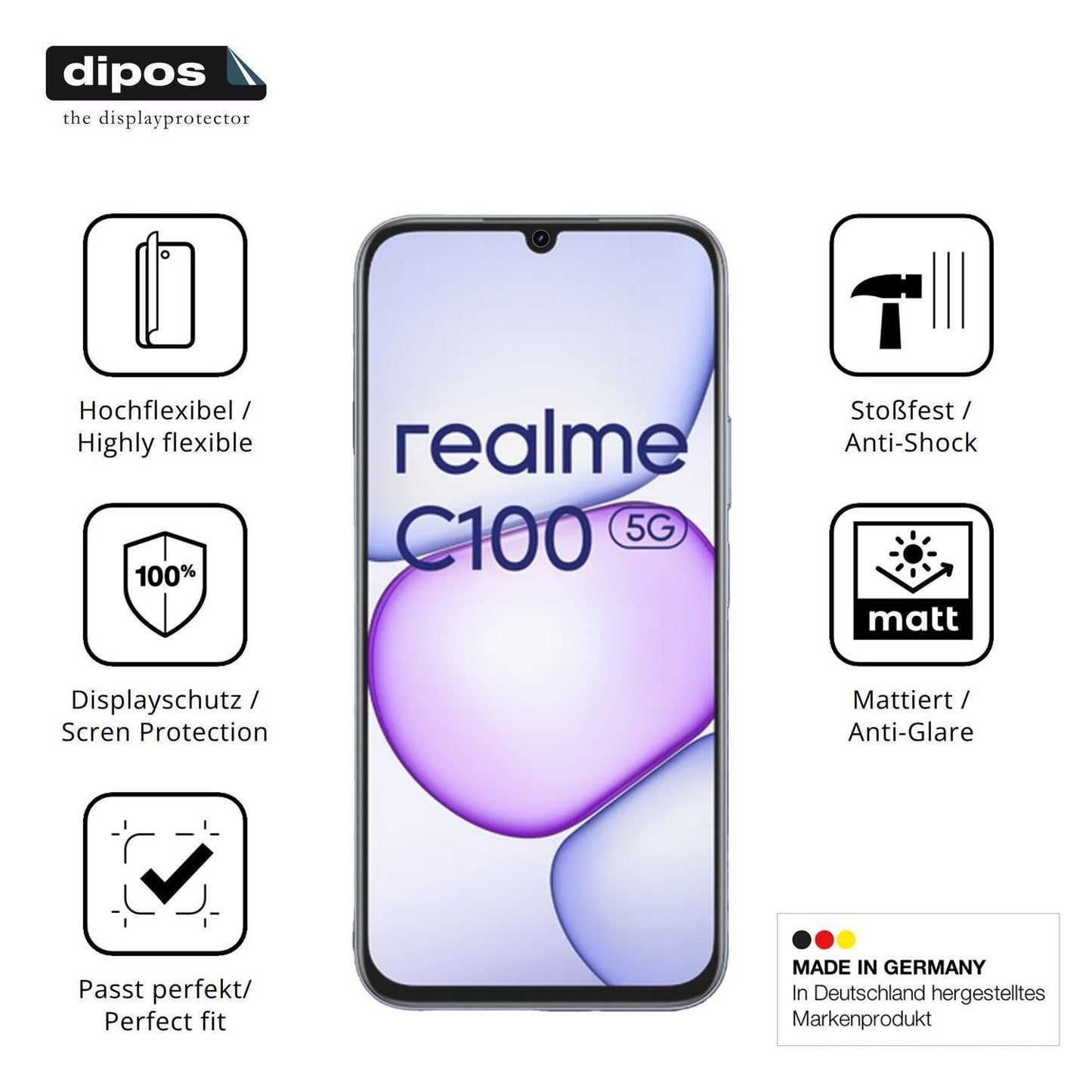 2x Full Cover Schutzfolie matt für Realme C100 5G (7)