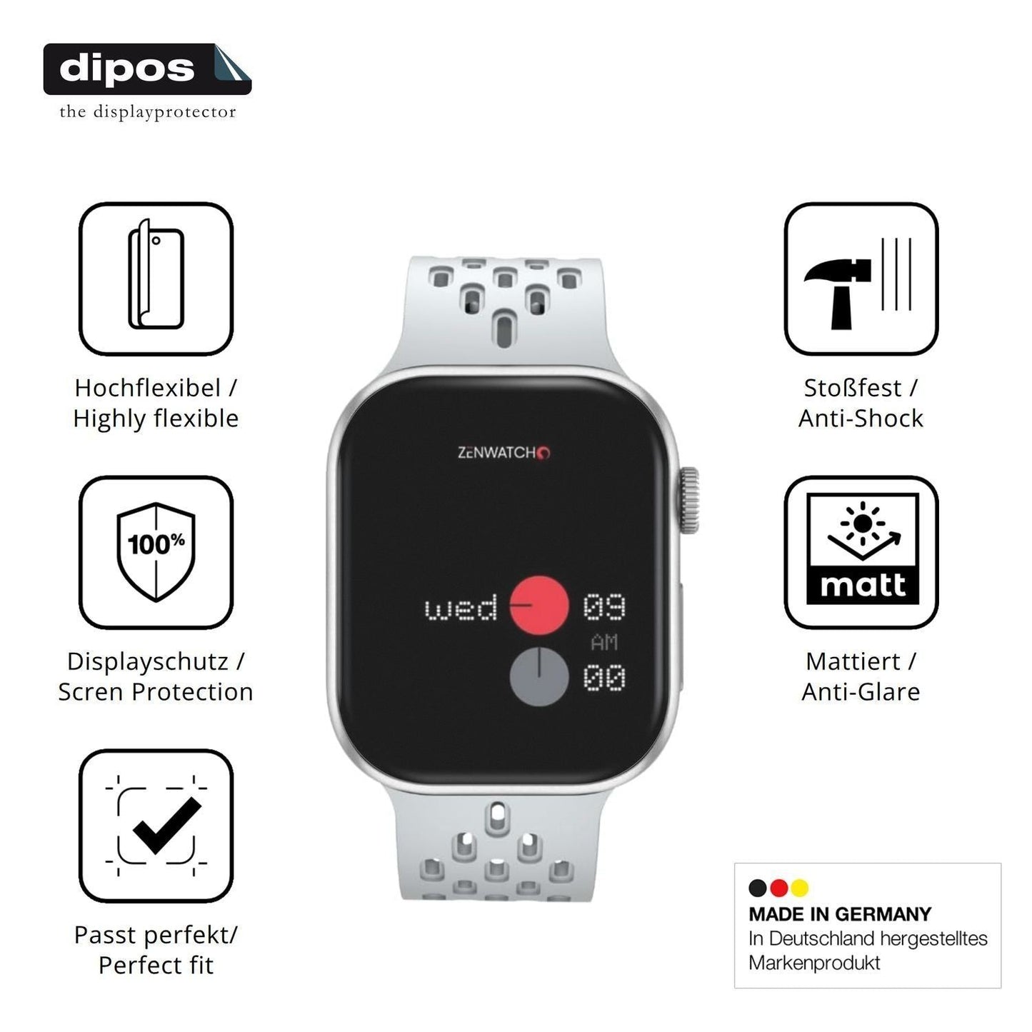 2x Full Cover Schutzfolie matt für Zenwatch Pulse (7)