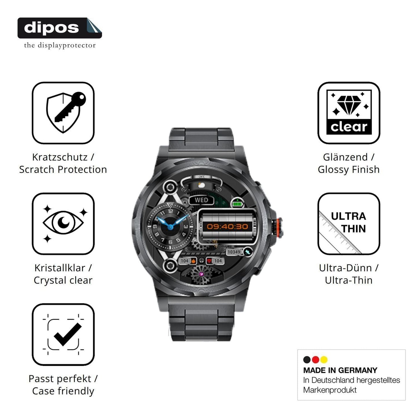 6x Schutzfolie klar für CHOOSETIME SML6 Display-Sc (7)