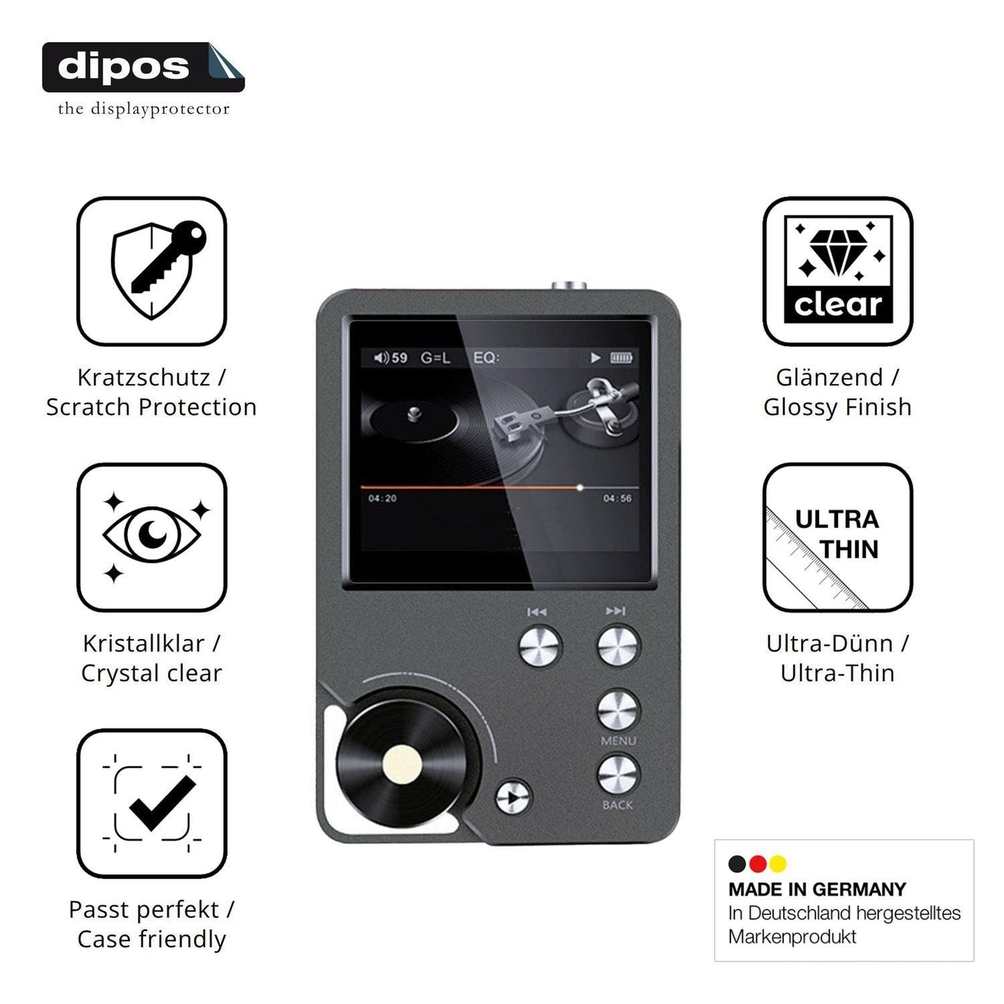 4x Schutzfolie klar für Ouitble Hi Res MP3-Player (7)