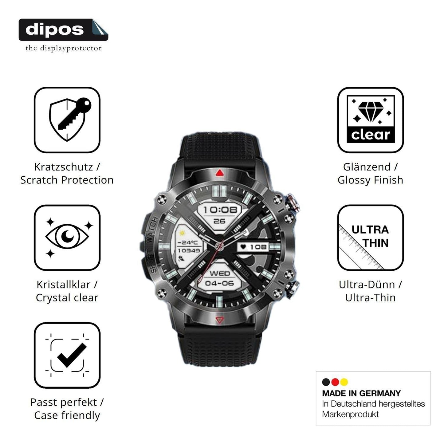 6x Schutzfolie klar für Mdawnpeaks KR10 Display-Sc (7)