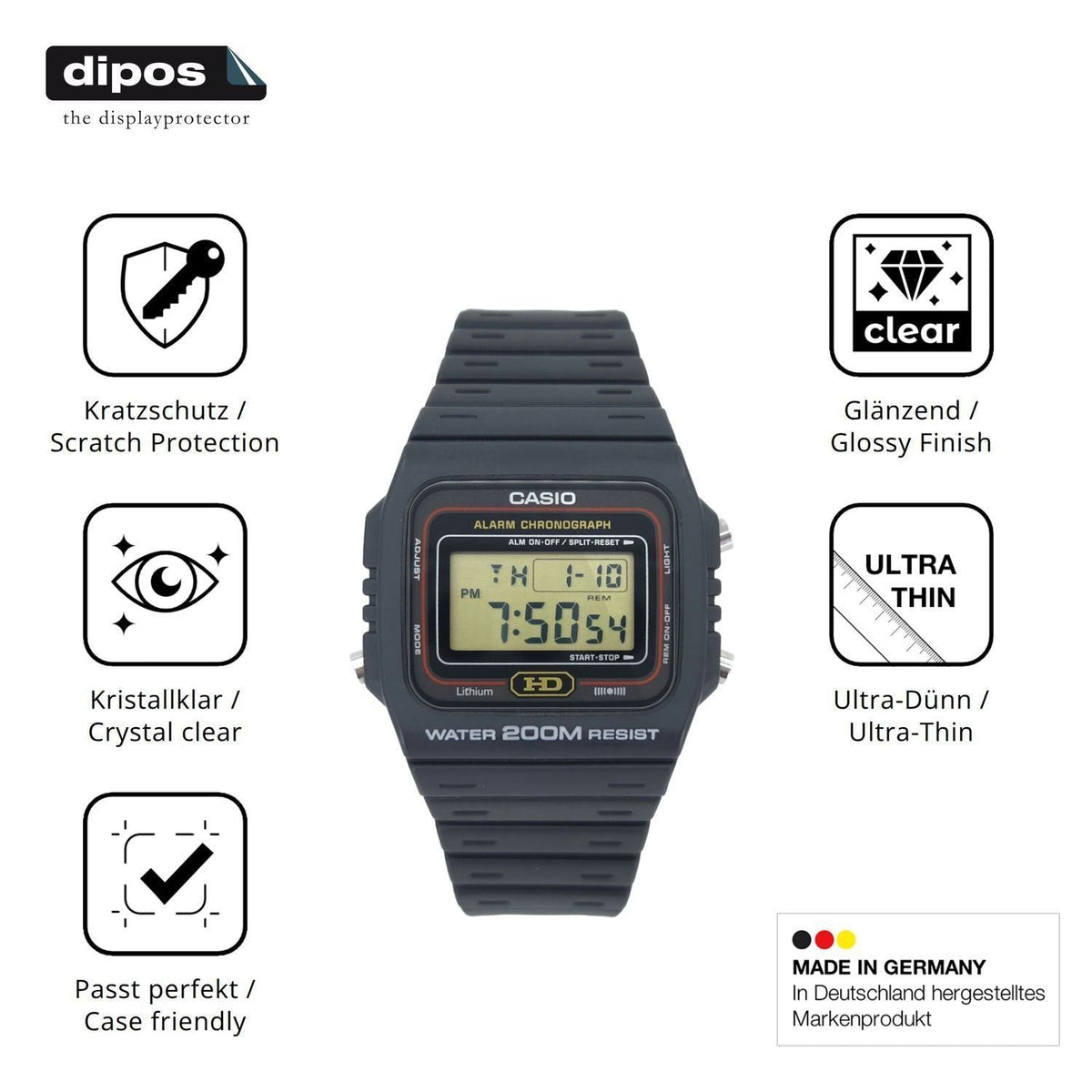 6x Schutzfolie klar für Casio DW-260 Display-Schut (7)