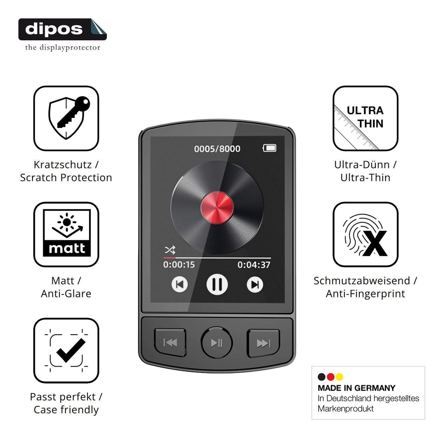 4x Schutzfolie matt für PORFOYO LB-ZZY MP3-Player (7)