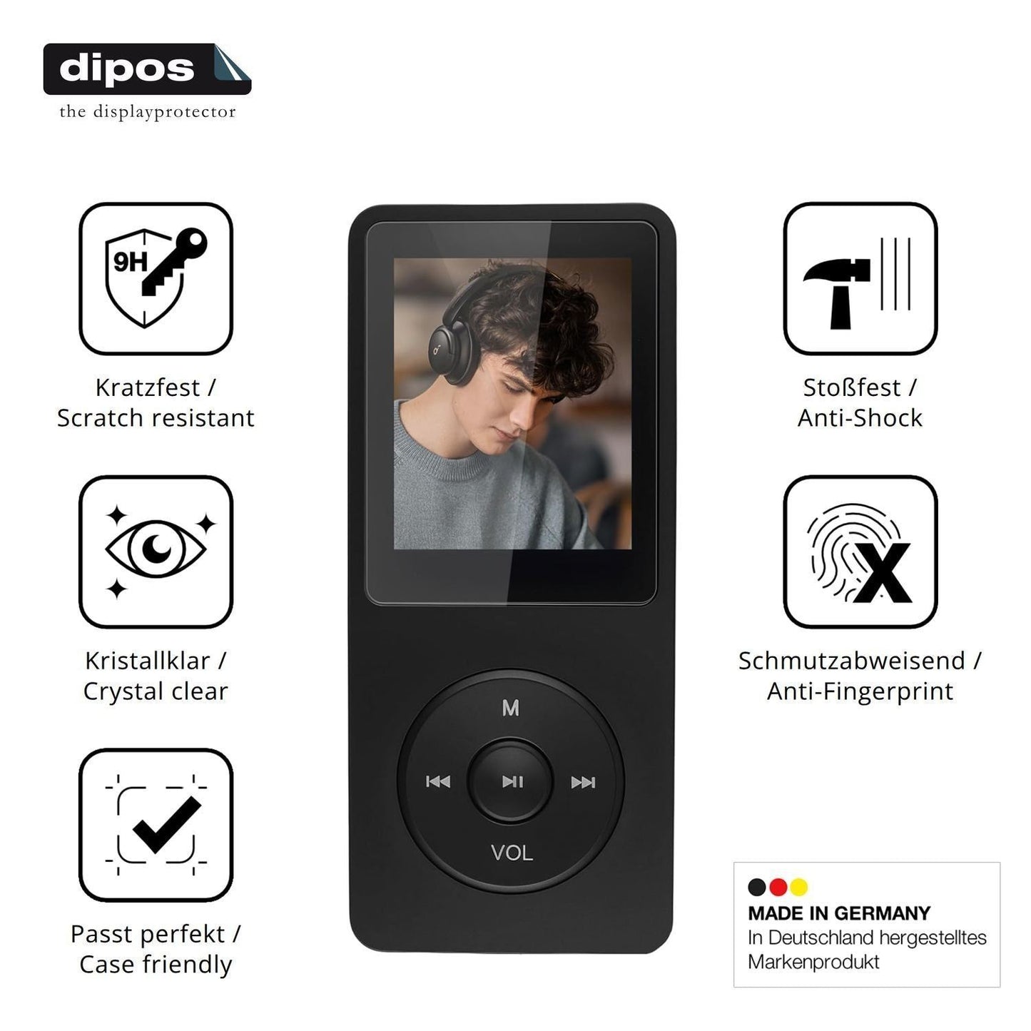 2x 9H Schutzfolie für Poeloisy Q2 MP3-Player Panze (7)