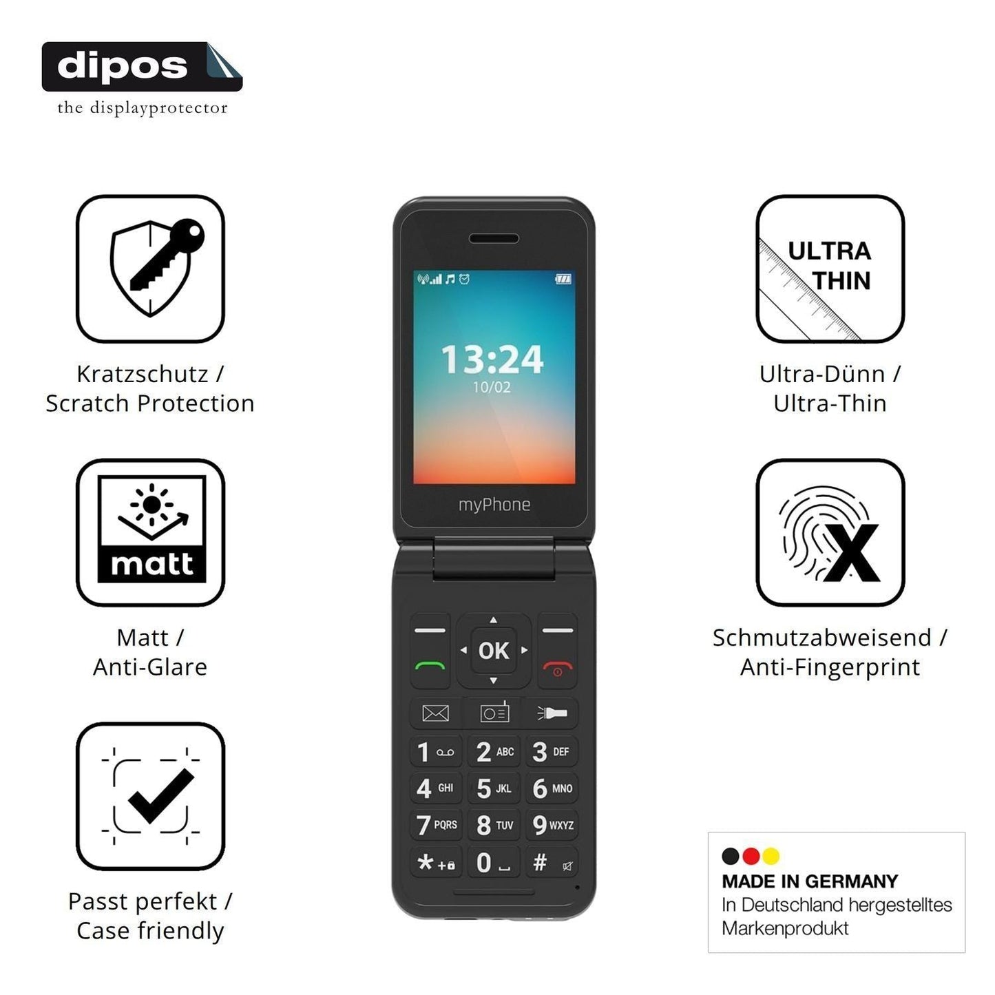 4x Schutzfolie matt für MP myPhone Flip LTE Displa (7)