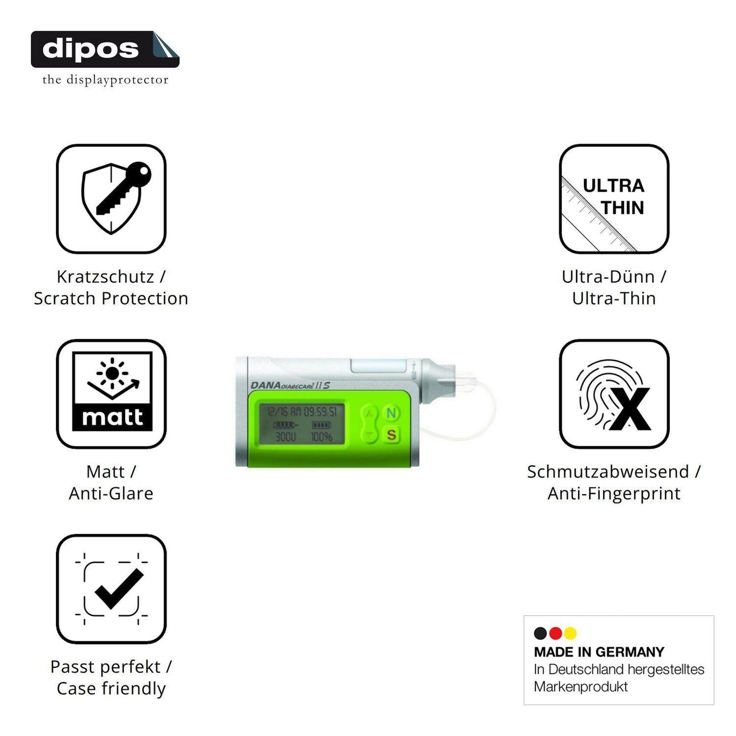 4x Schutzfolie matt für Dana Diabecare IIS Display (7)