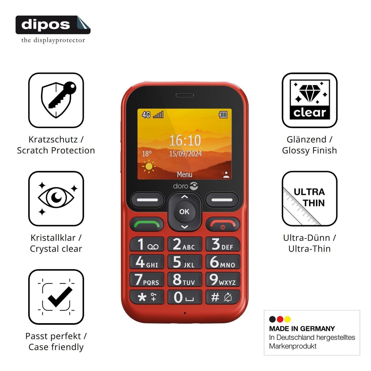 4x Schutzfolie klar für Doro Leva E11 Display-Schu (7)