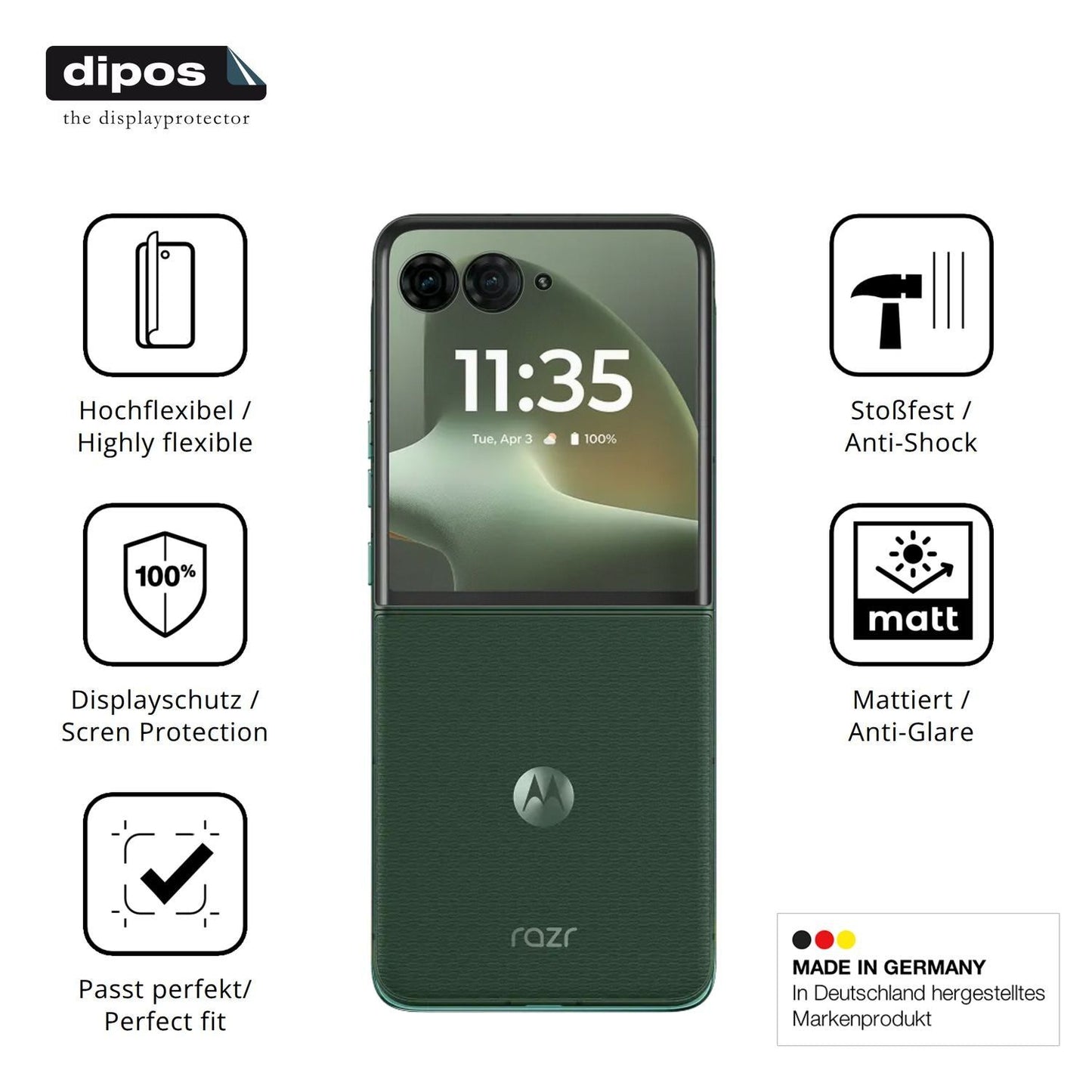 2x Full Cover Schutzfolie matt für Motorola Razr 7 (7)