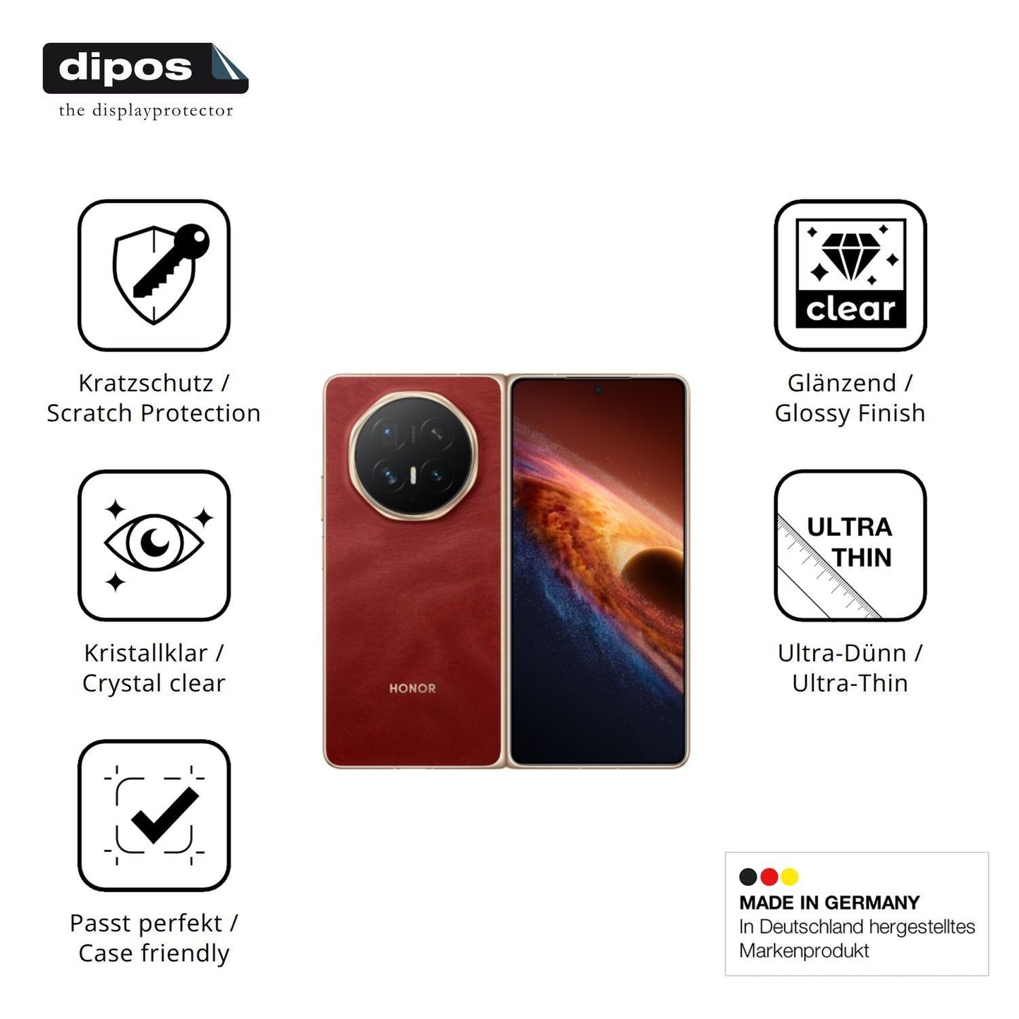 4x Schutzfolie klar für Honor Magic V6 Aussenseite (7)