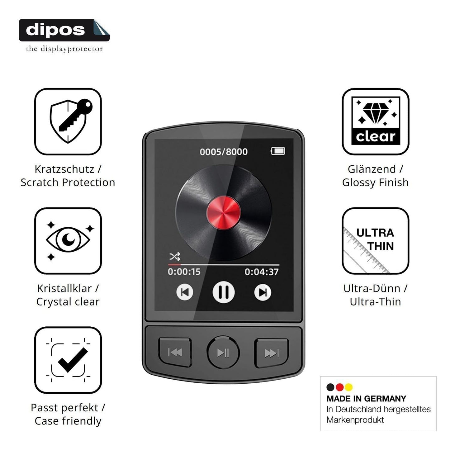4x Schutzfolie klar für GOMETY WMM207-MP3 Display- (7)