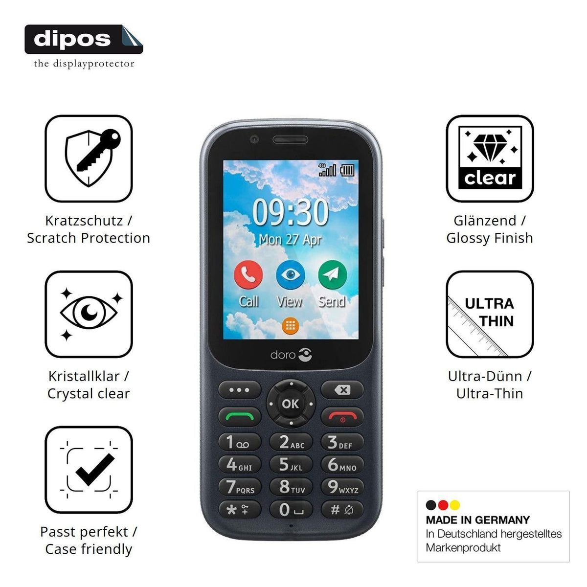 4x Schutzfolie klar für Doro 730X Display-Schutzfo (7)