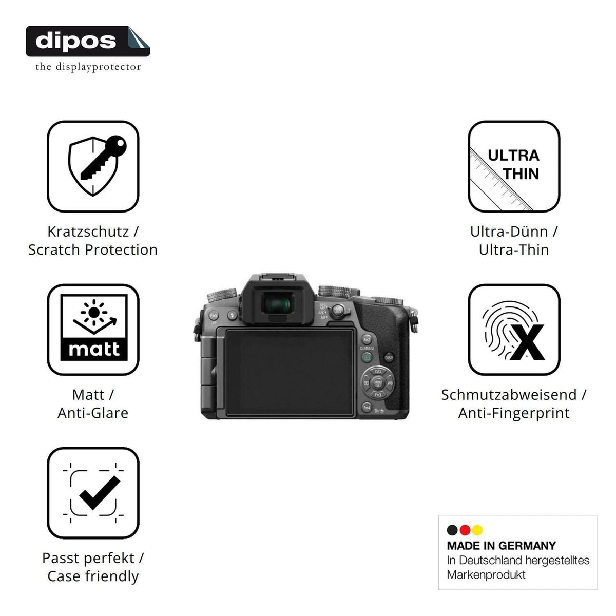 4x Schutzfolie matt für Panasonic DMC-G7 Display-S (7)