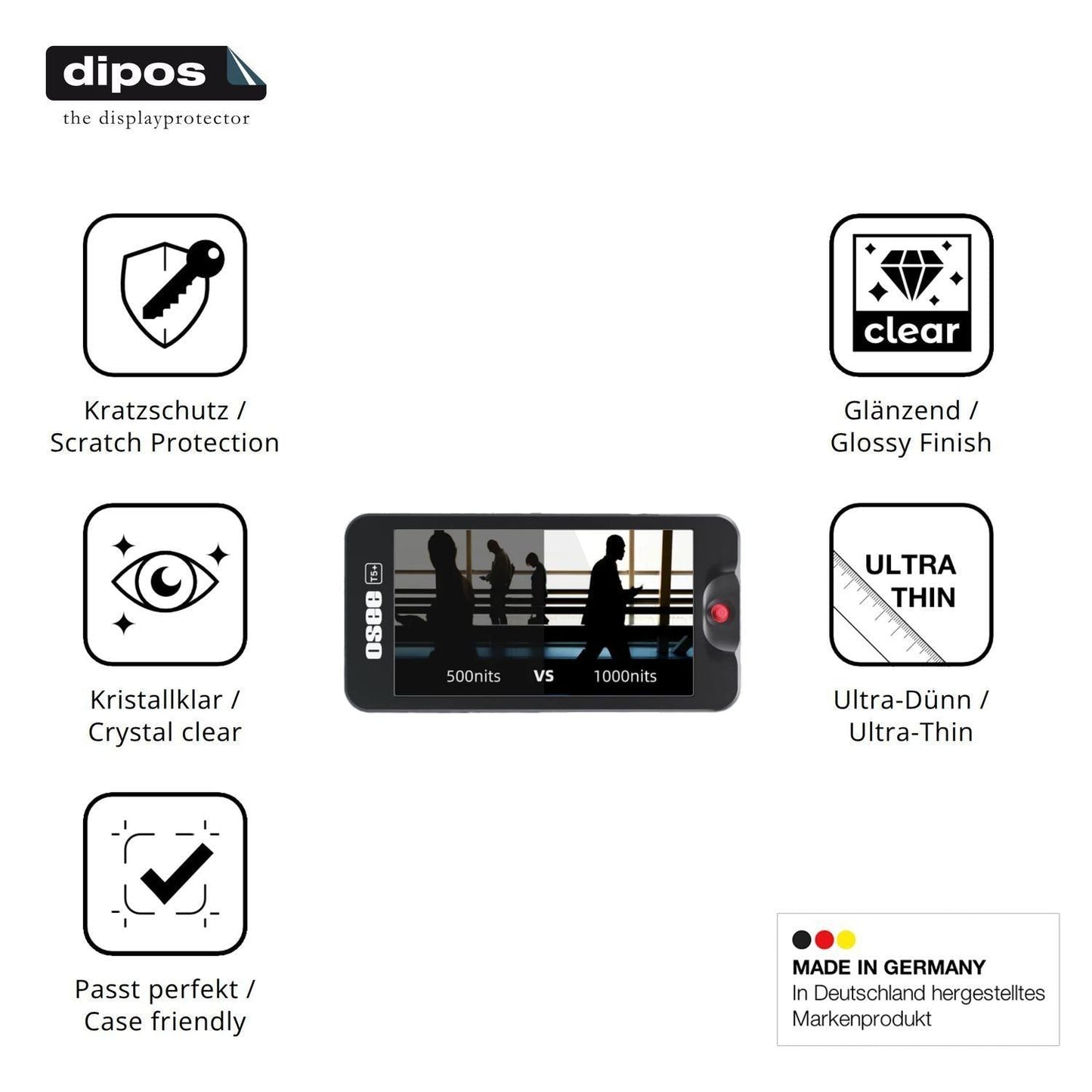 4x Schutzfolie klar für Osee T5 Plus Display-Schut (7)