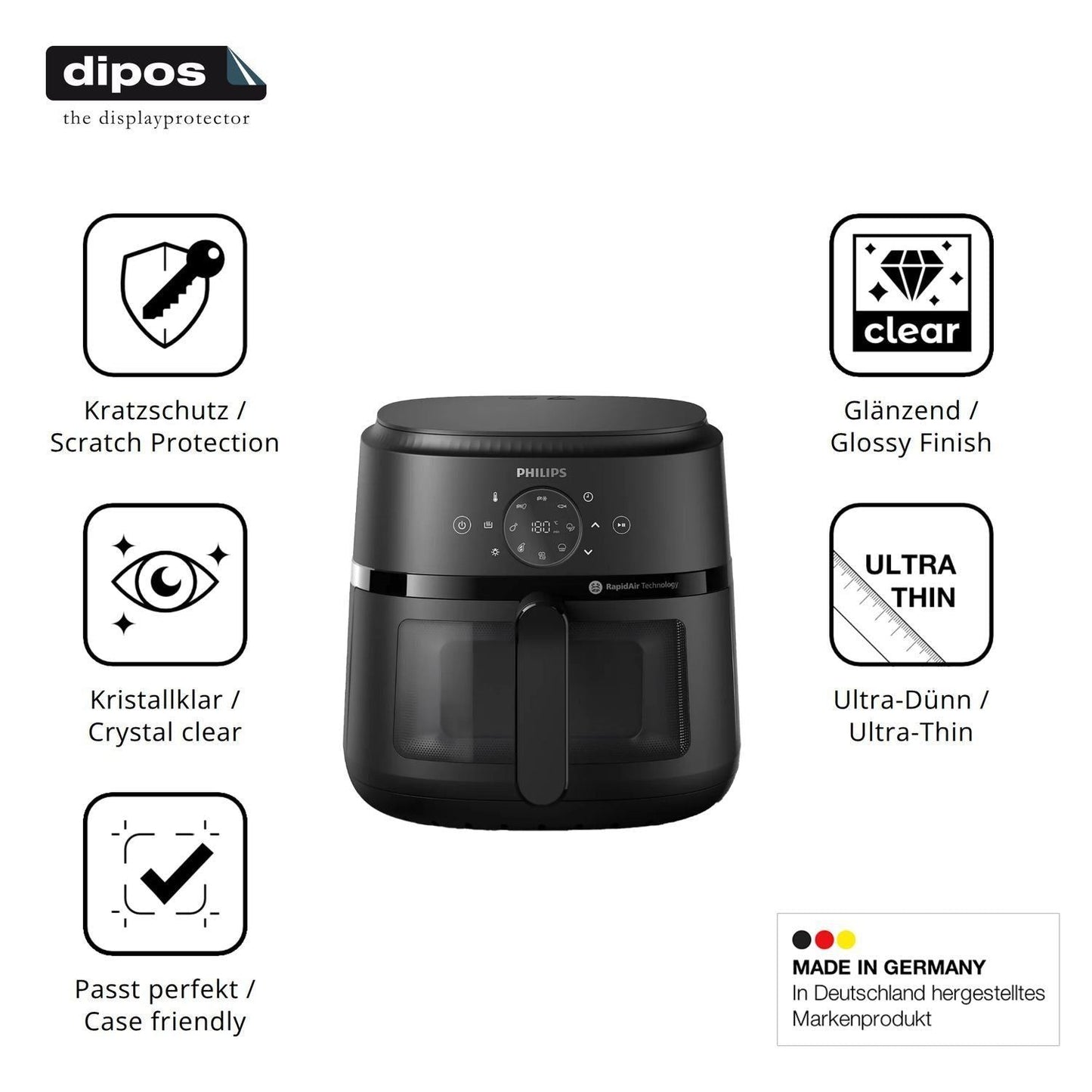 2x Schutzfolie klar für Philips Airfryer 2000 Seri (7)