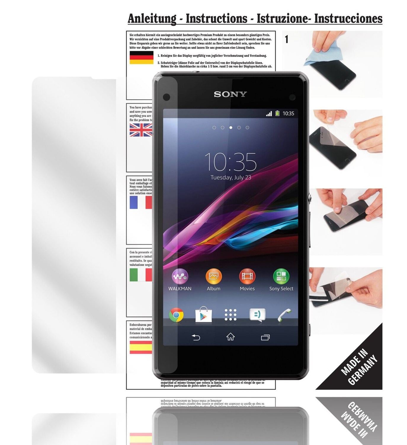 6x Schutzfolie klar für Xperia Z1 Compact Sony Dis (1)