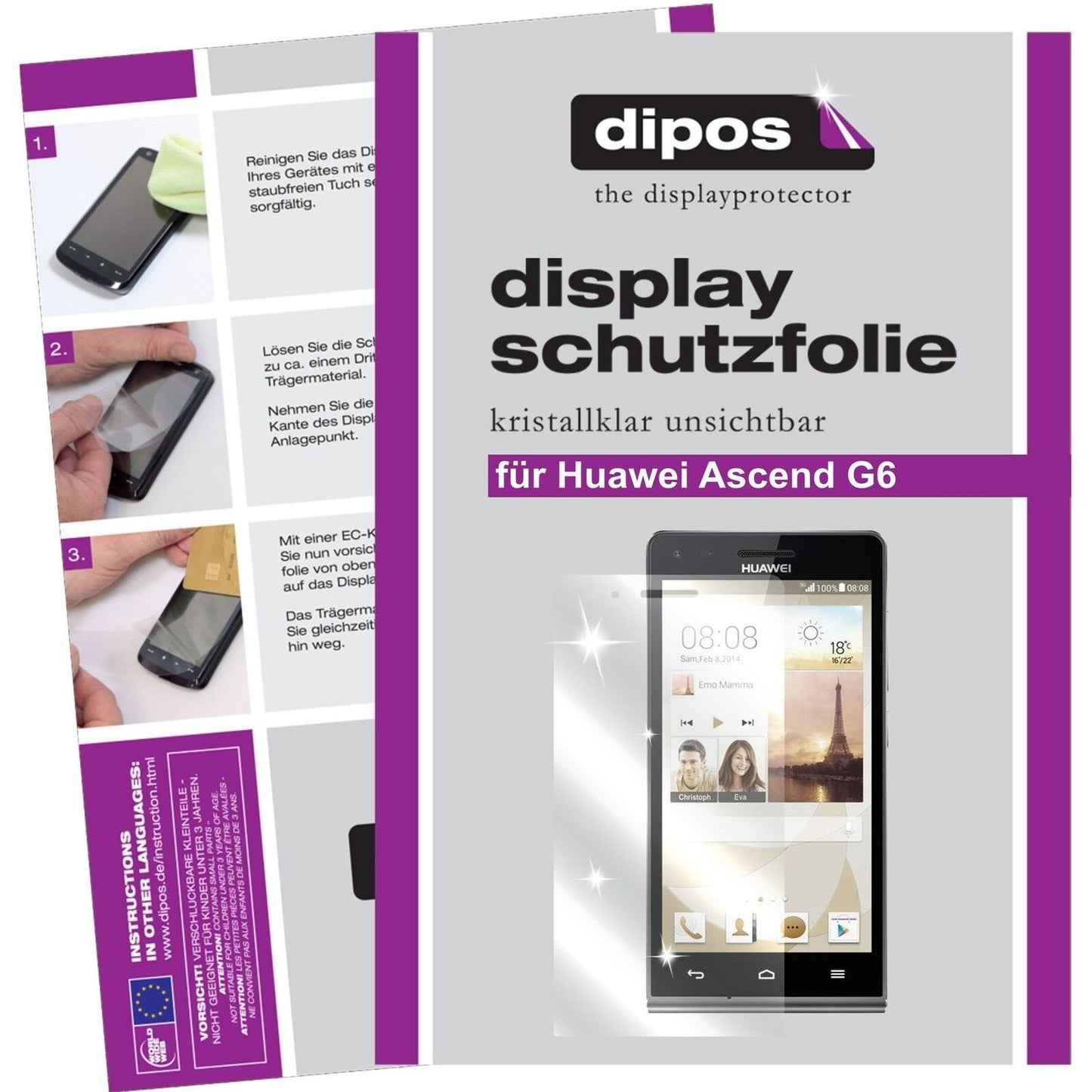 2x Schutzfolie klar für Ascend G6 Huawei Display-S (1)