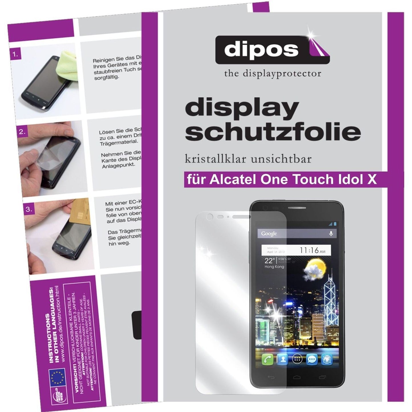 2x Schutzfolie klar für One Touch Idol X Alcatel D (1)
