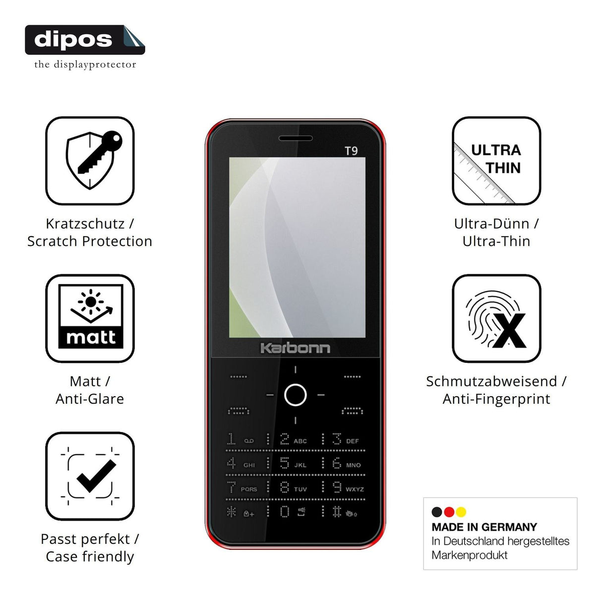 4x Screen Protector for Karbonn T9 Protection Anti Glare dipos