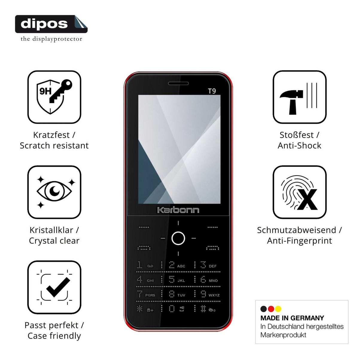 2x Screen Protector for Karbonn T9 Flexible Glass 9H dipos