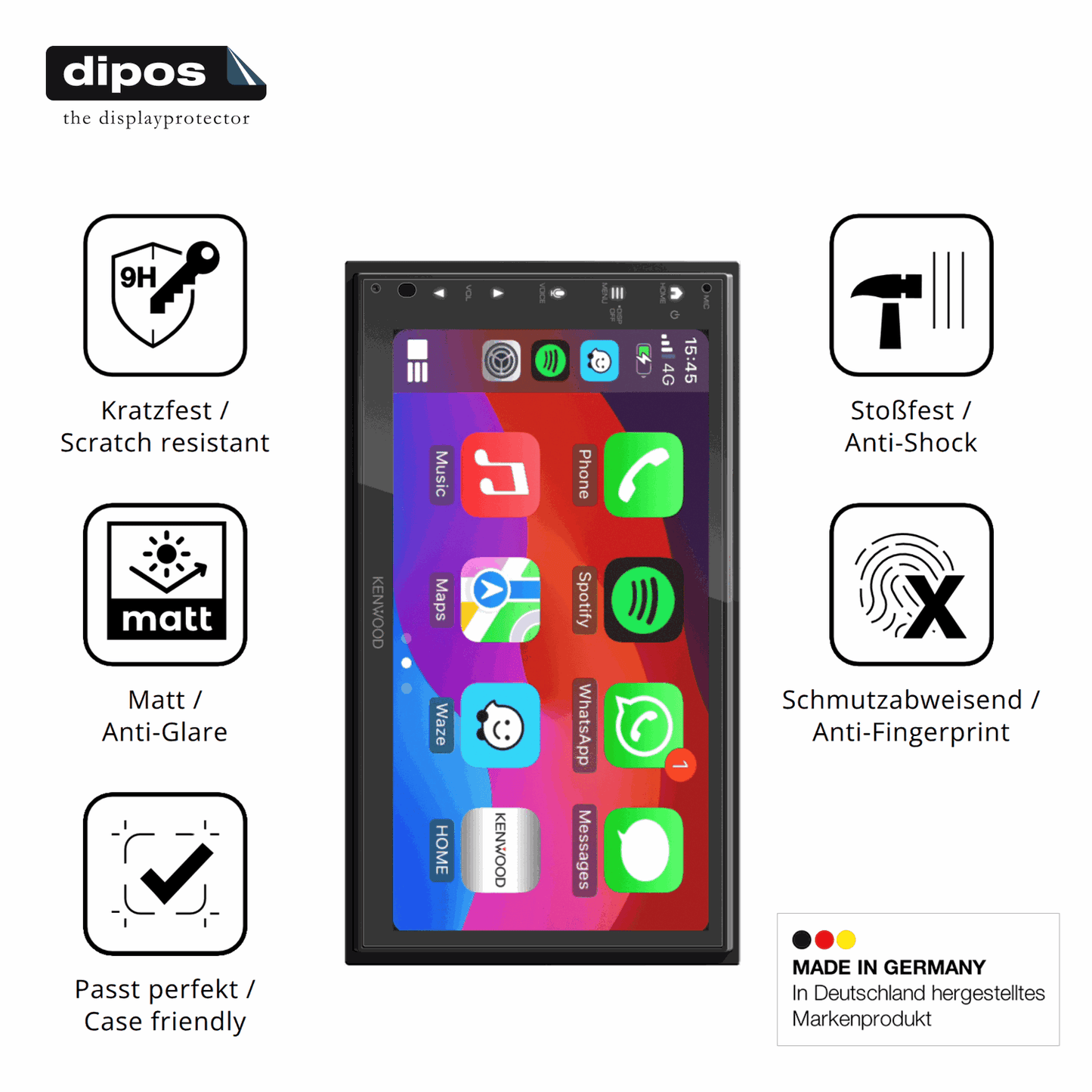 2x Screen Protector for Kenwood DMX5023DABS matte Flexible Glass 9H dipos